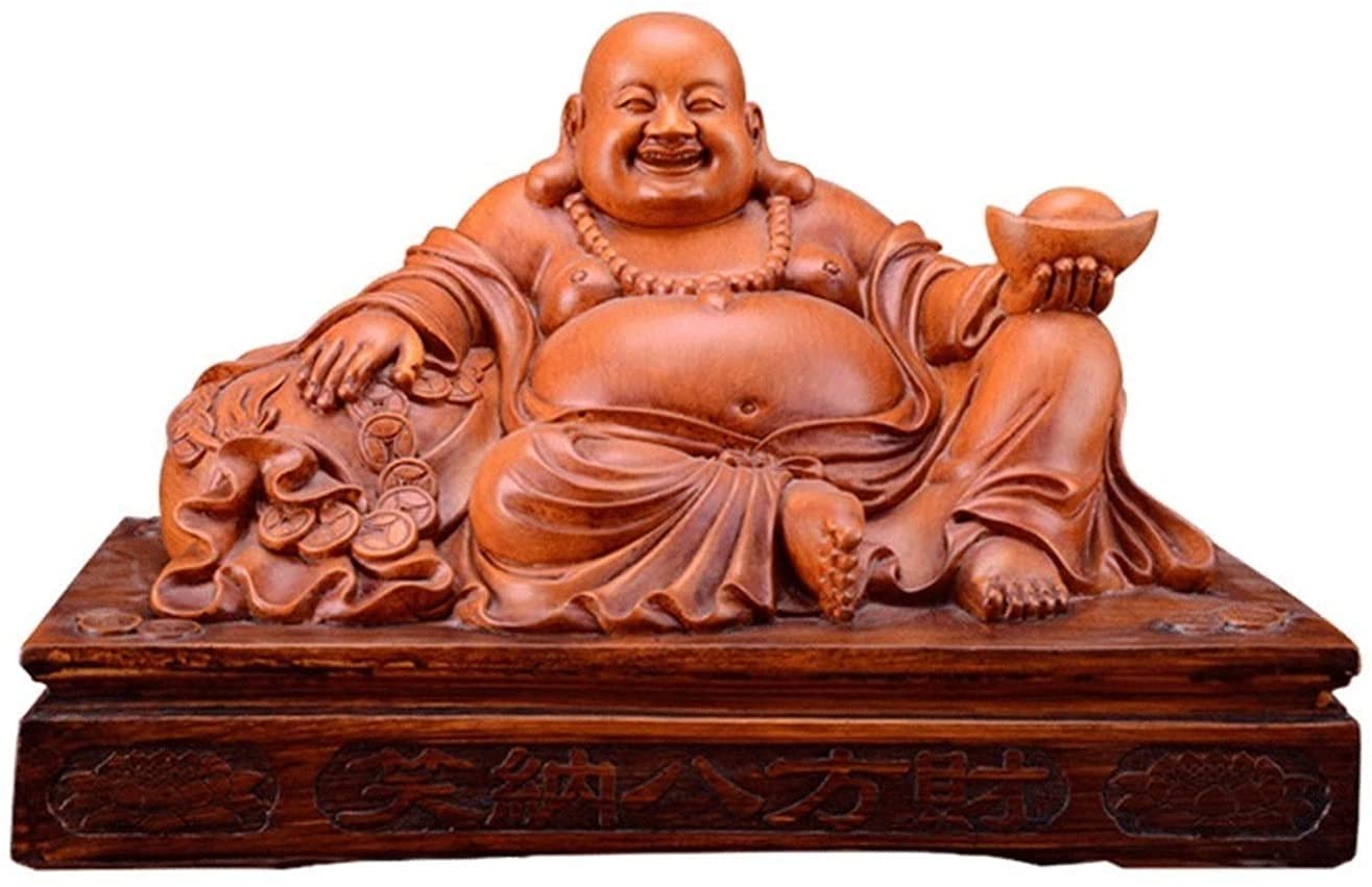 Lucky Laughing Buddha Statue - Resin Feng Shui Decor for Home & Office, Happy Maitreya Buddha Figurine for Good Fortune, Meditation & Room Decoration