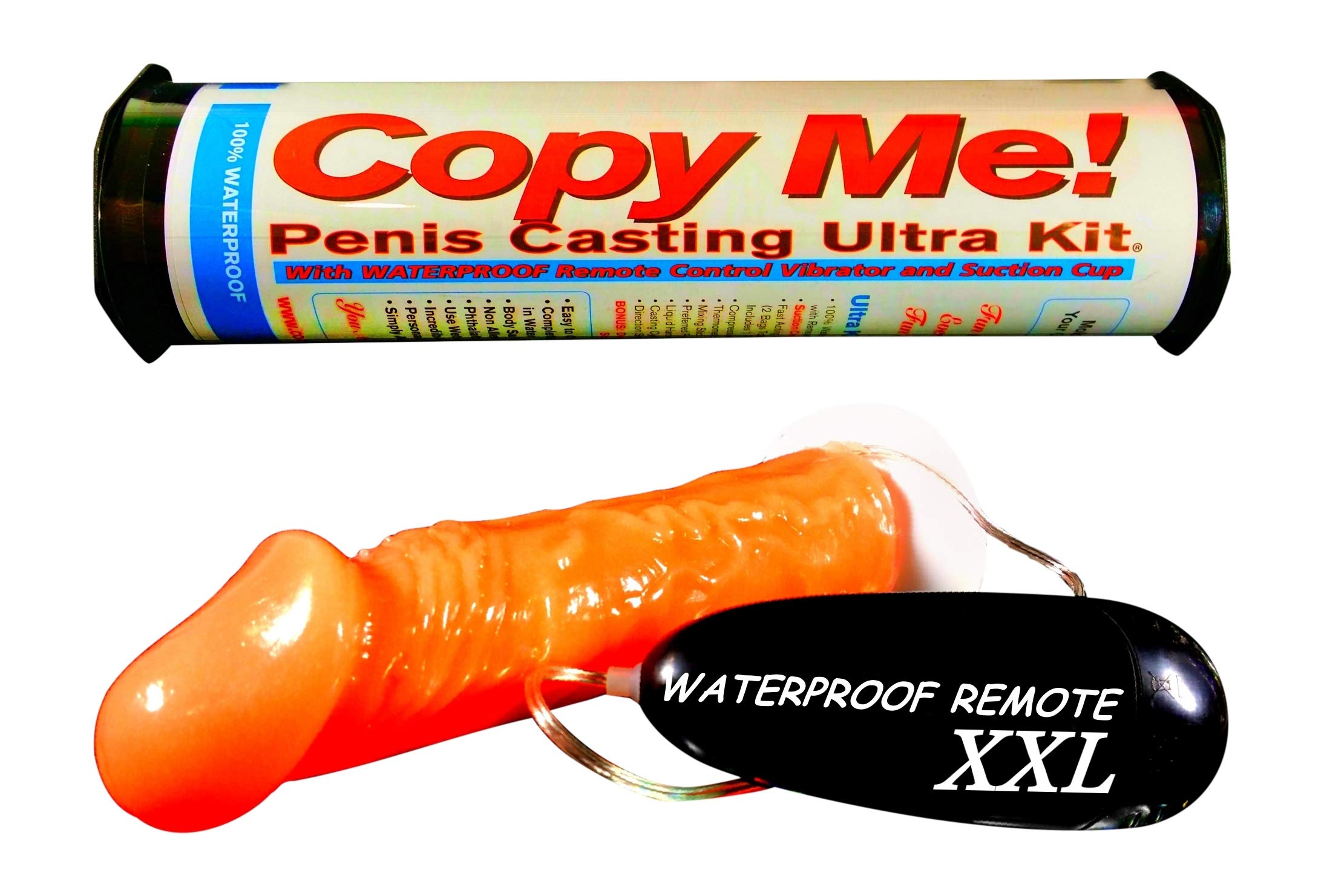 Copy Me! XXL Penis Casting Kit - 12 Inch Realistic Dildo Maker with Suction Cup & Waterproof Vibrator (Orange) - Perfect for Couples Play, Solo Pleasure & DIY Adult Toys at Home