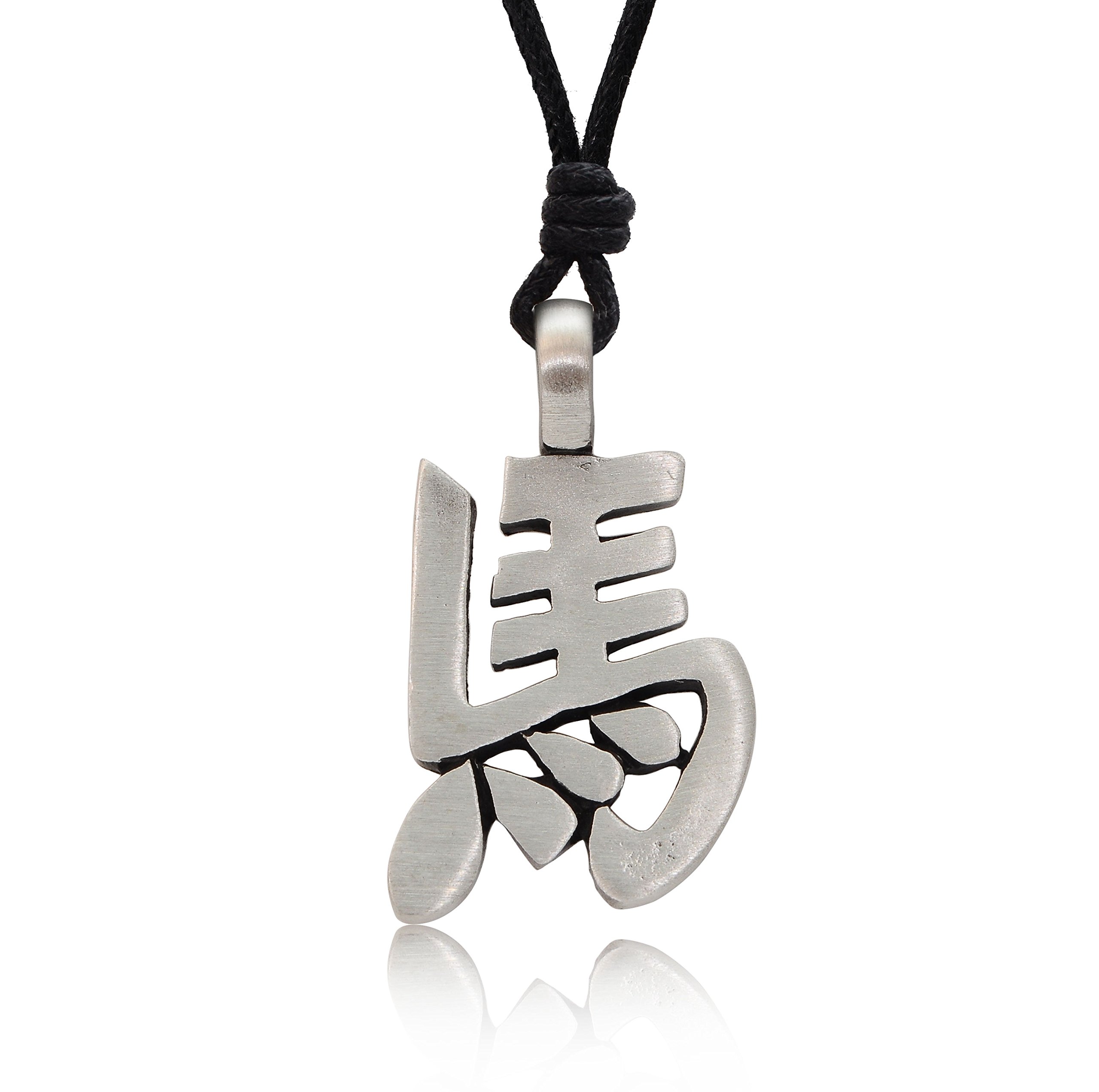 Vietguild Year of The Horse Silver Pewter Charm Necklace Pendant - Elegant Asian Zodiac Jewelry for Women - Perfect Gift for Birthday, Anniversary & Chinese New Year Celebration
