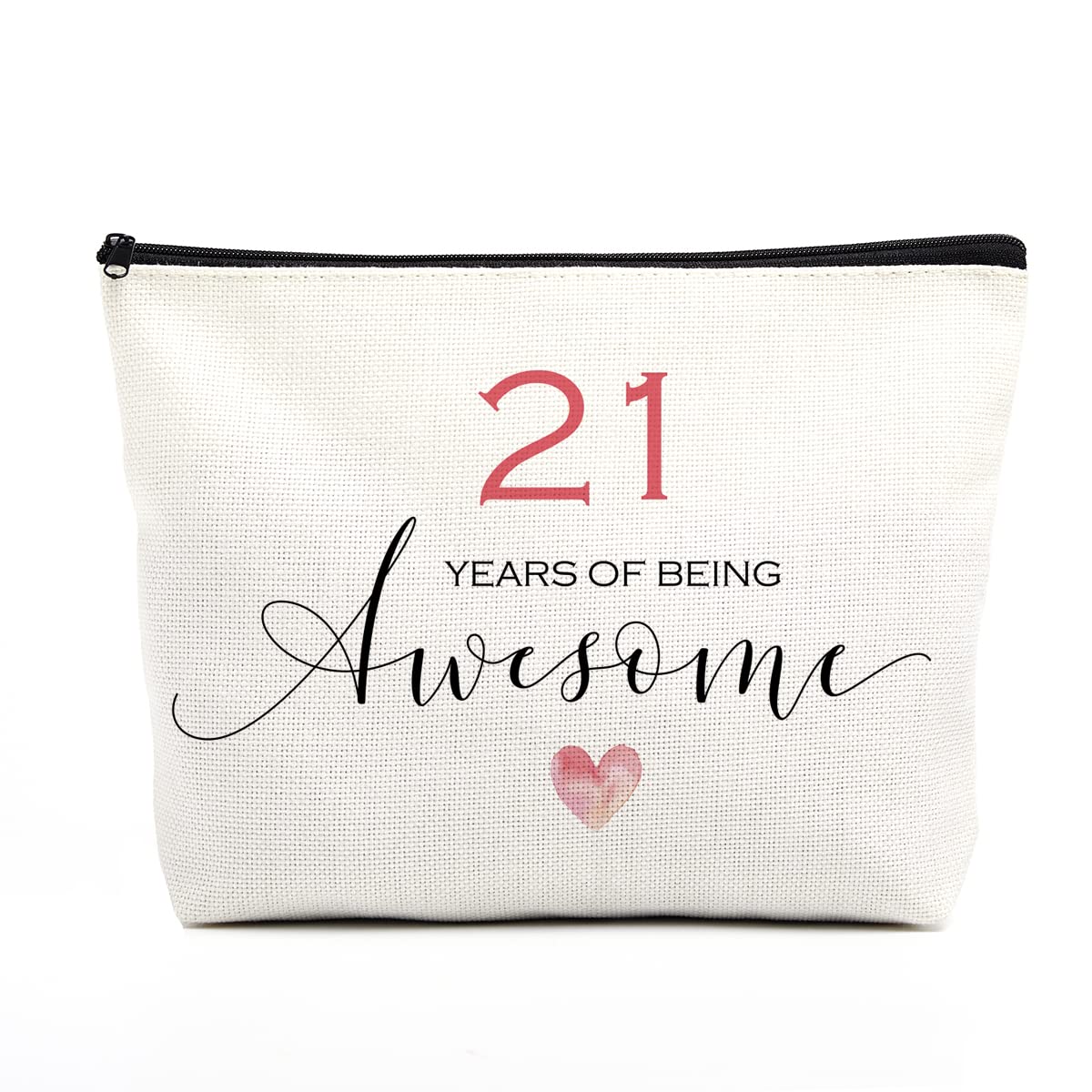 21st Birthday Makeup Bag for Women - Inspirational Gifts for 21 Year Old Best Friend, 21st Birthday Party Favors, Cute Cosmetic Pouch for Celebrating 21 Years of Being Awesome - Perfect for Travel, Bridal Shower, Graduation & Bachelorette Party Gifts