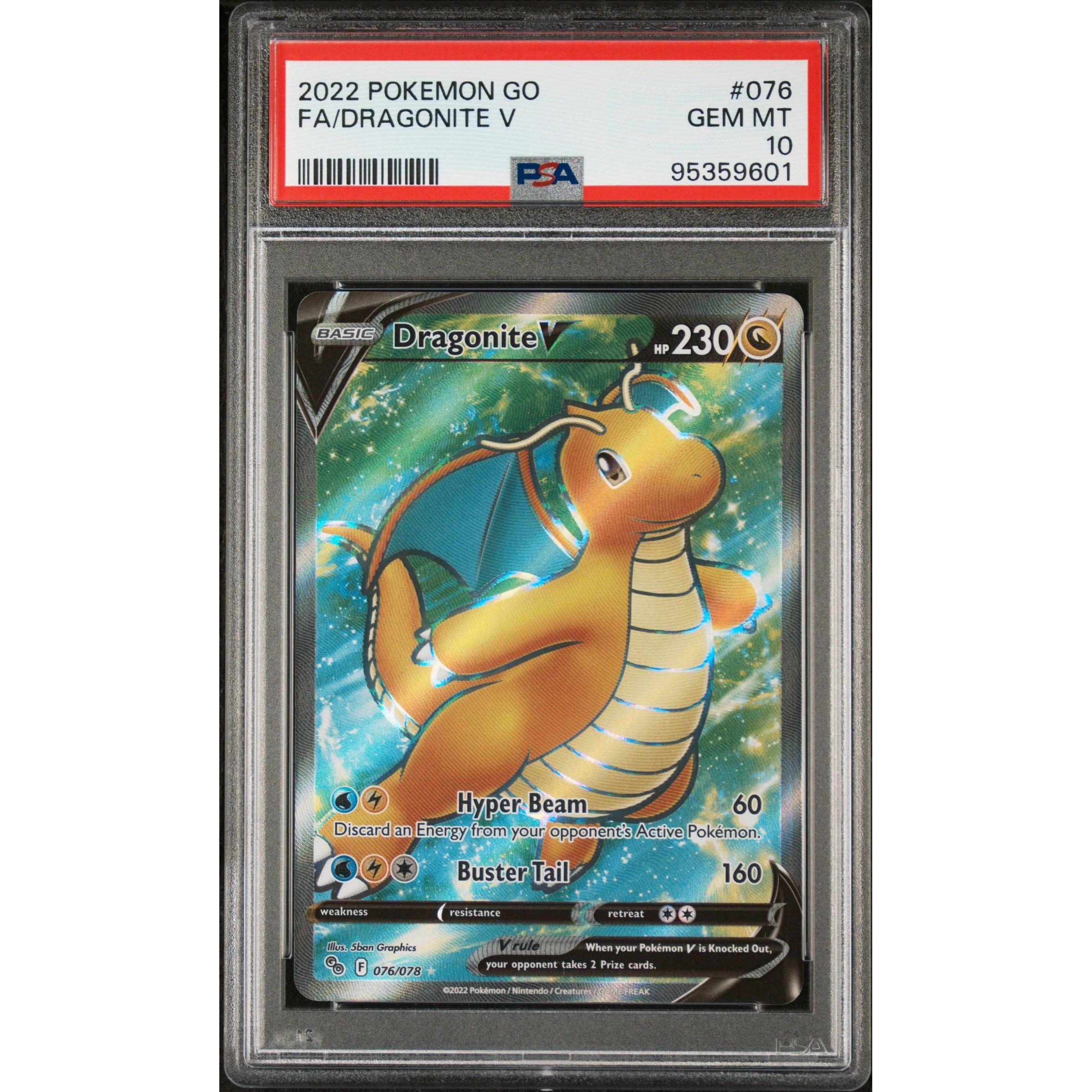 2022 Pokemon GO Dragonite V 076/078 PSA 10 Graded Card - Rare Collectible for Pokemon TCG Players & Fans | Perfect for Gaming, Trading & Display