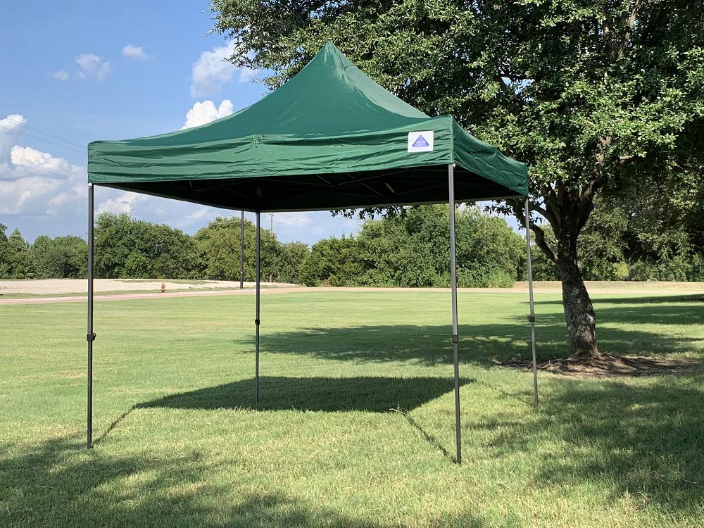 10x10 FT DELTA Pop Up Party Tent - Commercial Instant Canopy for Weddings, Events & Outdoor Gatherings - Includes Wheel Bag & 4 Weight Bags - D Model in Forest Green - Perfect for Backyard Parties, Farmers Markets & Camping