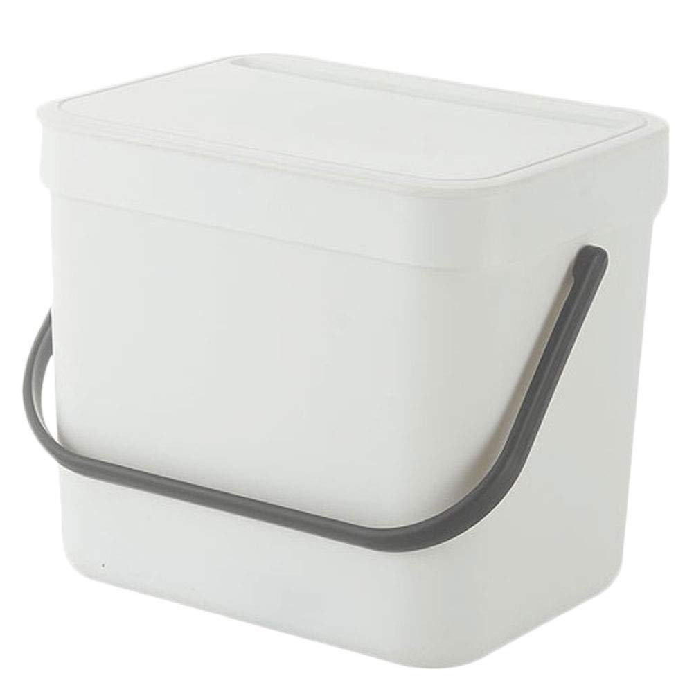 DOITOOL 13L Plastic Trash Can with Lid - Kitchen Waste Bin, Wall Mountable Garbage Container, Portable Small Trash Can for Home, Office, Bathroom (White) - Ideal for Under Sink, Bedroom & Outdoor Use