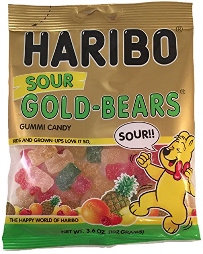 Haribo Sour Gold-Bears Gummy Candy - 3.6 Oz (Pack of 4) | Sour & Sweet Chewy Candy for Kids & Adults | Perfect for Parties, Snacking & Movie Nights