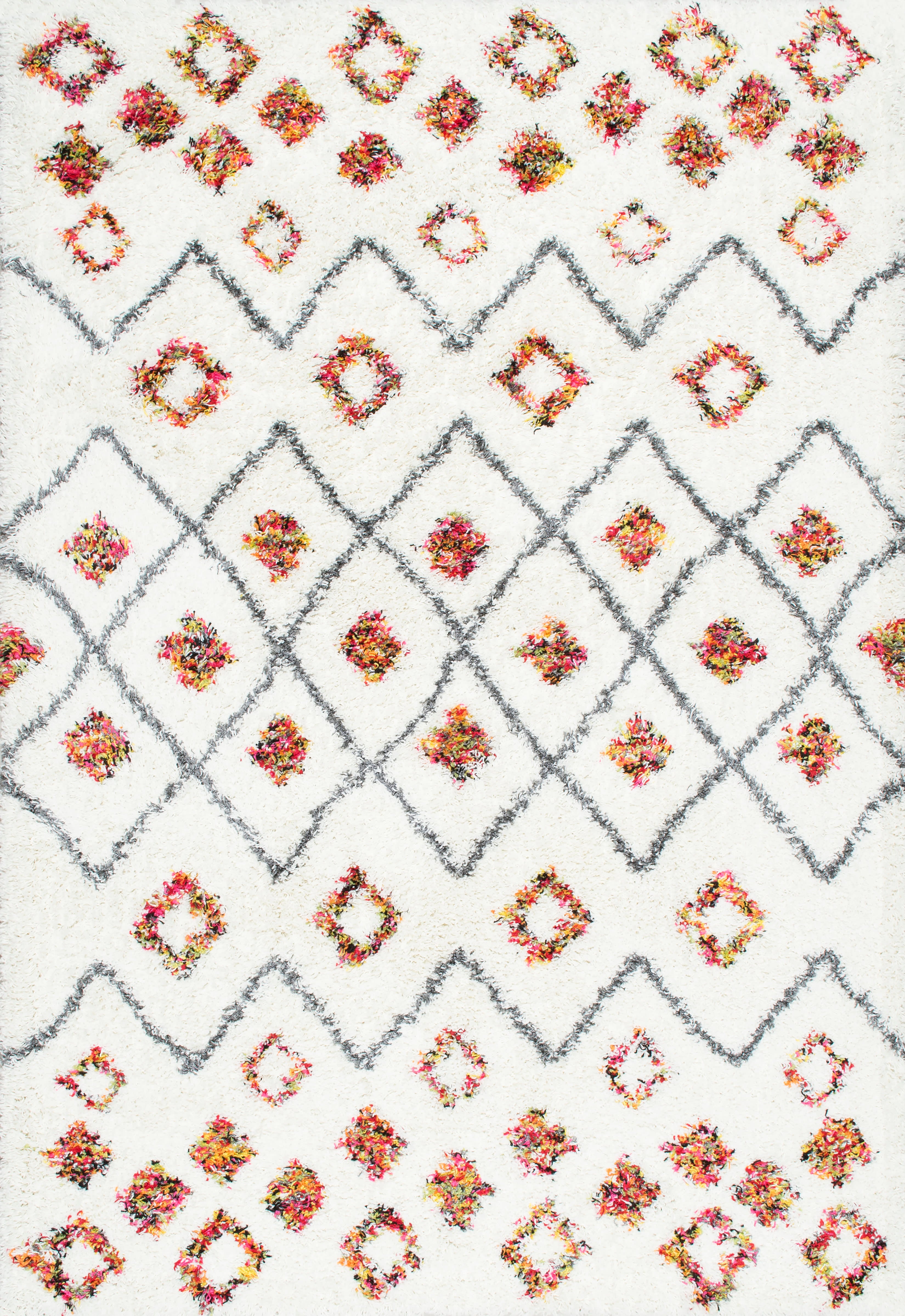 Premium White Expo Shag Diamond Rug - Soft & Plush Area Rug for Living Room, Bedroom, or Nursery - Perfect for Cozy Home Decor & Modern Interior Design
