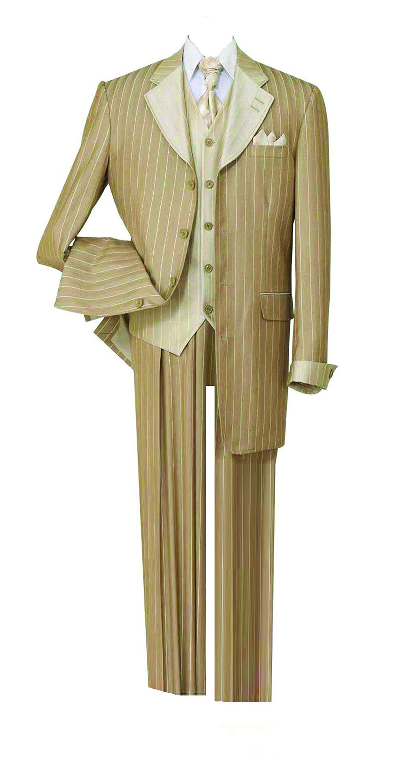 Stylish Pinestripe Fashion Suit with Contrast Collar, Cuffs & Vest - 4 Color Options for Men | Perfect for Business Meetings, Weddings & Formal Events