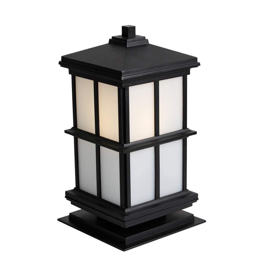 Victorian Style Outdoor Garden Lamp Post - Black Aluminum Square Pillar Light with Frosted Glass Shade - Landscape Lighting for Patio, Pathway, Driveway, and Garden Decor