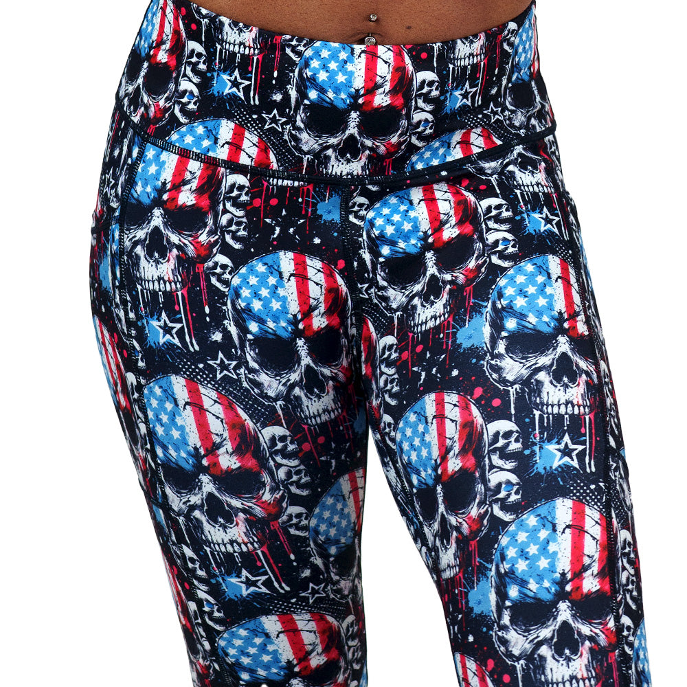 United Skulls Printed Leggings - High Waist Yoga Pants for Women, Halloween Costume, Gothic Fashion & Workout - Perfect for Gym, Dance & Cosplay