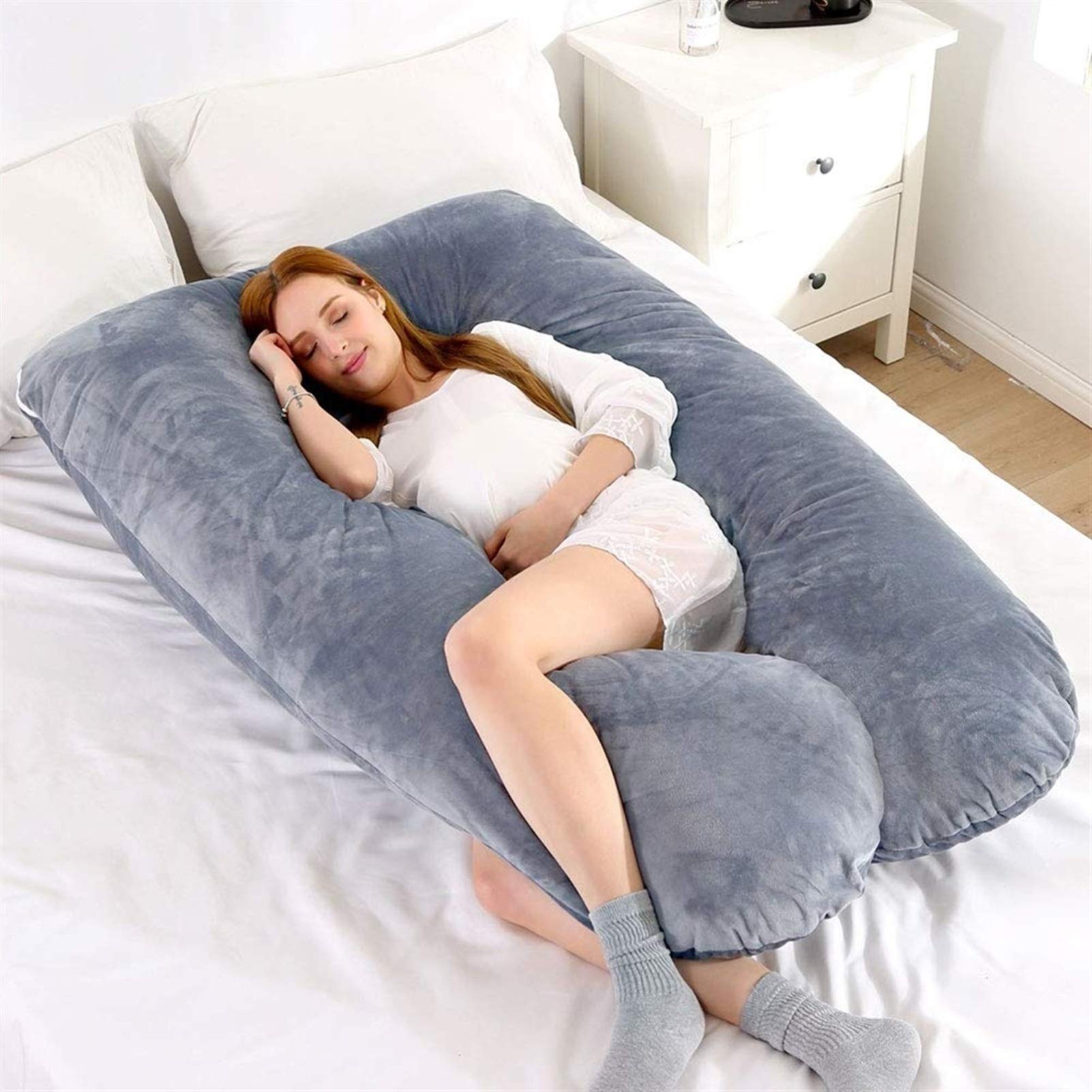 **U-Shaped Pregnancy Pillow for Belly, Back, Hips & Knee Support - Full Body Maternity Pillow for Comfortable Sleep During Pregnancy - Perfect for Side Sleepers & Expecting Moms**