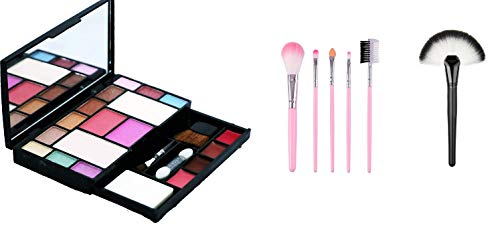 Miss Hot 6171 Professional Makeup Kit - 5 Piece Brush Set with Slim Fan Brush for Blush, Contour & Foundation | Complete Cosmetic Beauty Collection for Everyday Makeup & Special Occasions