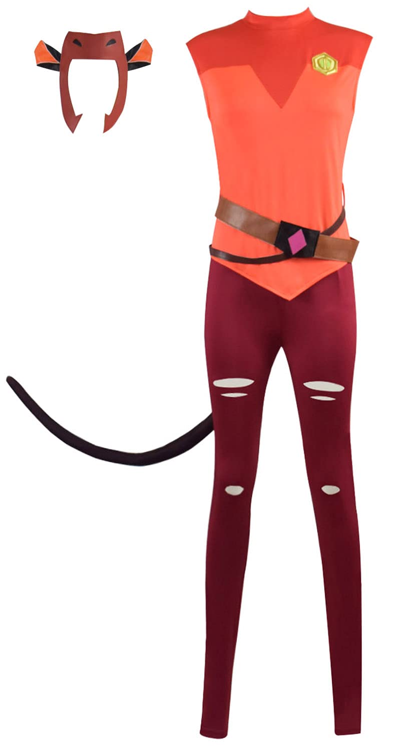 RongJun Women's Catra Cosplay Costume - She Ra Uniform Cloak Suit Set with Accessories for Halloween, Comic Con & Fantasy Dress-Up Parties