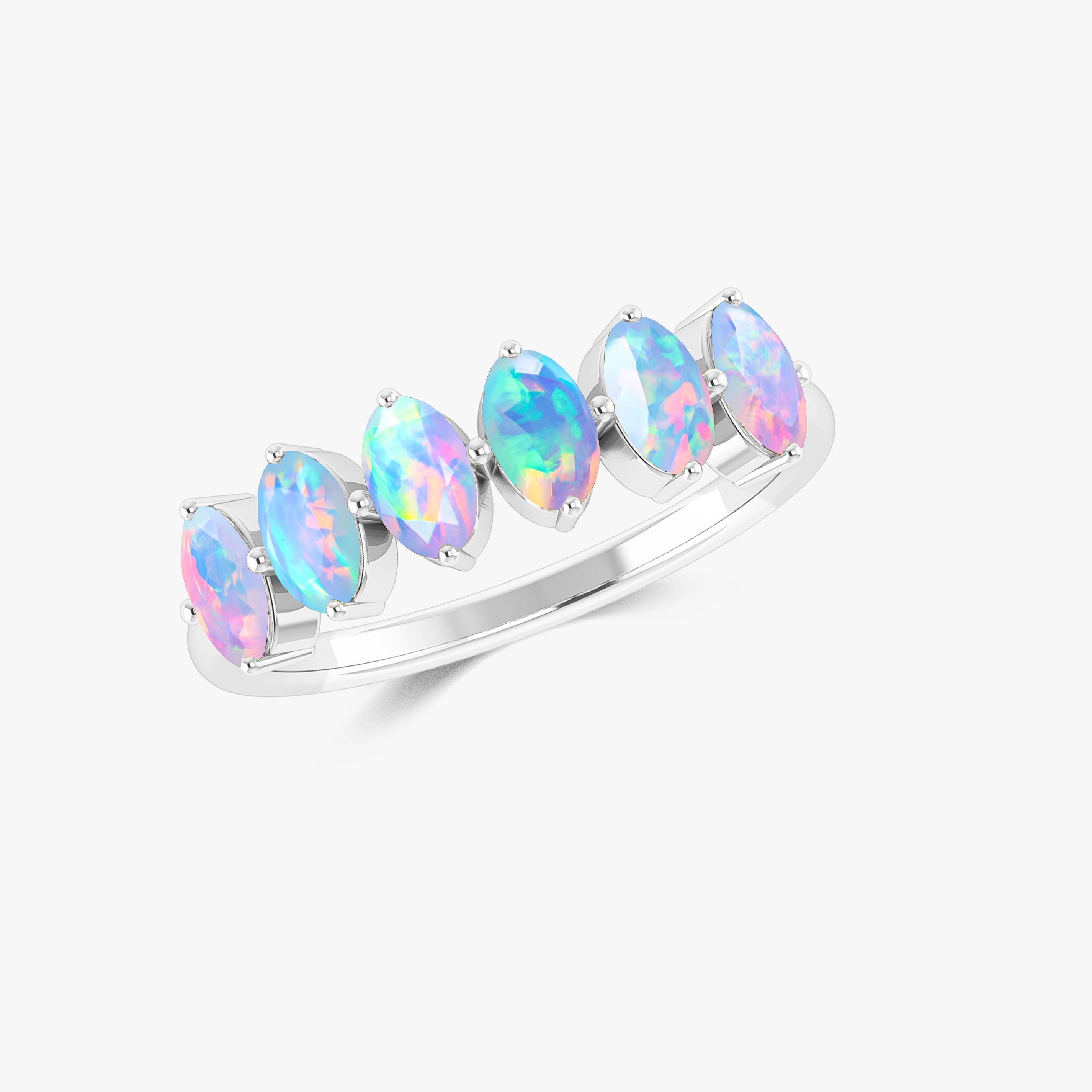 White Fire Oval Opal Gemstone Ring for Women - Elegant Sterling Silver Jewelry for Engagement, Wedding & Everyday Wear