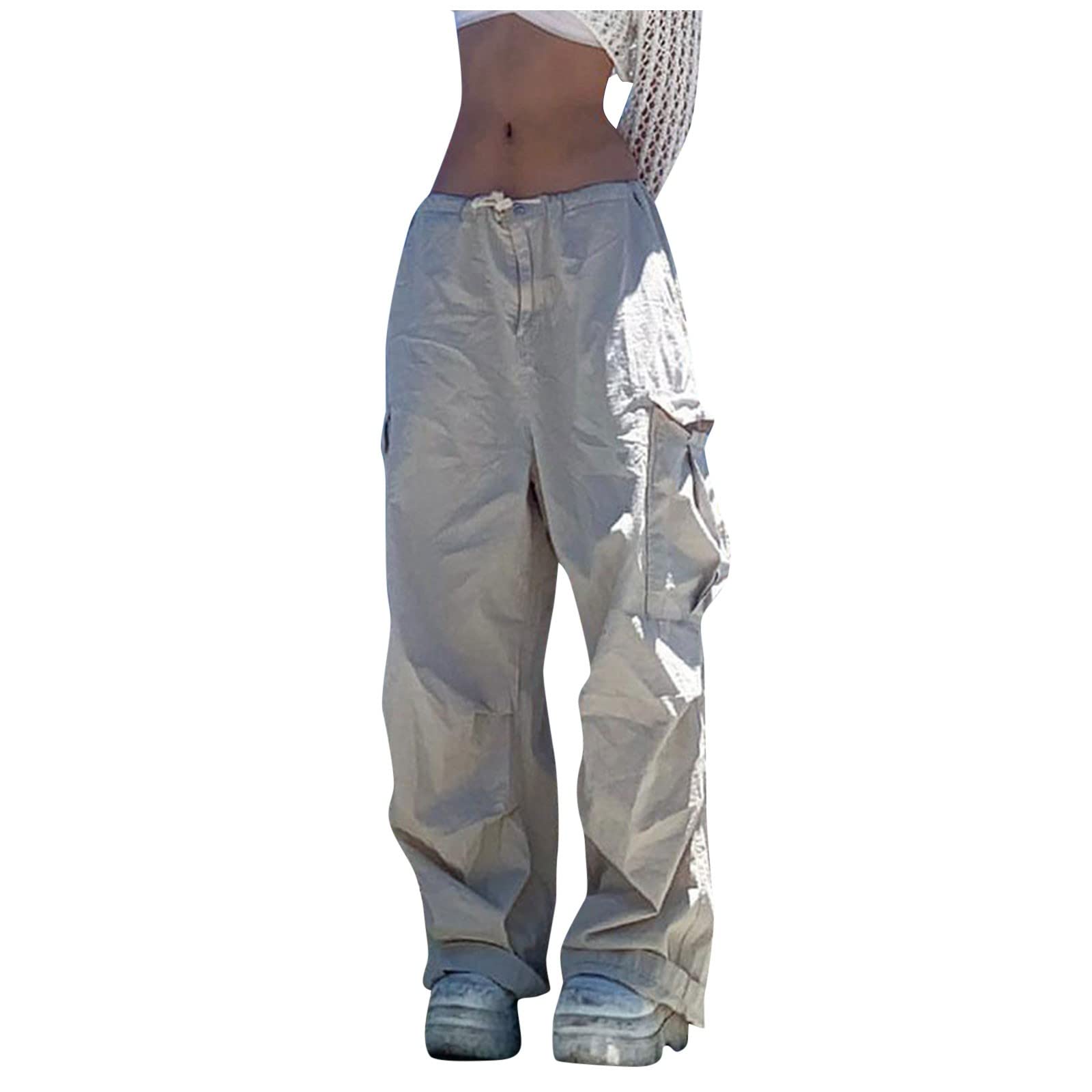 Vintage Y2K Women's Cargo Pants - Harajuku Style Baggy Joggers with Low Waist & Wide Leg | Casual Lounge, Streetwear & Travel Pants for Everyday Comfort