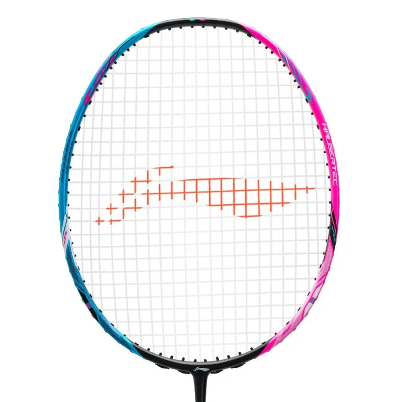 Li Ning Halbertec 8000 Badminton Racket - Prestrung Pink & Green Professional Racquet for Advanced Players | Perfect for Tournaments & Training | Made in China