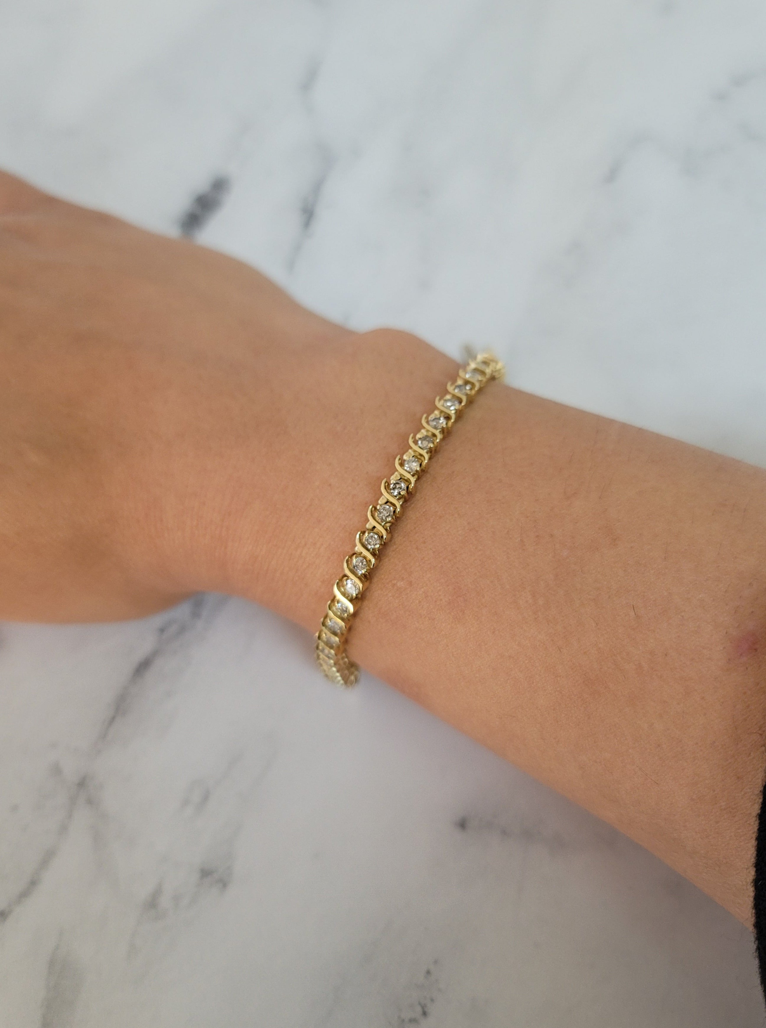 3 Carat S-Style Diamond Tennis Bracelet for Women - 14K White Gold Elegant Jewelry Gift for Anniversary, Wedding & Special Occasions