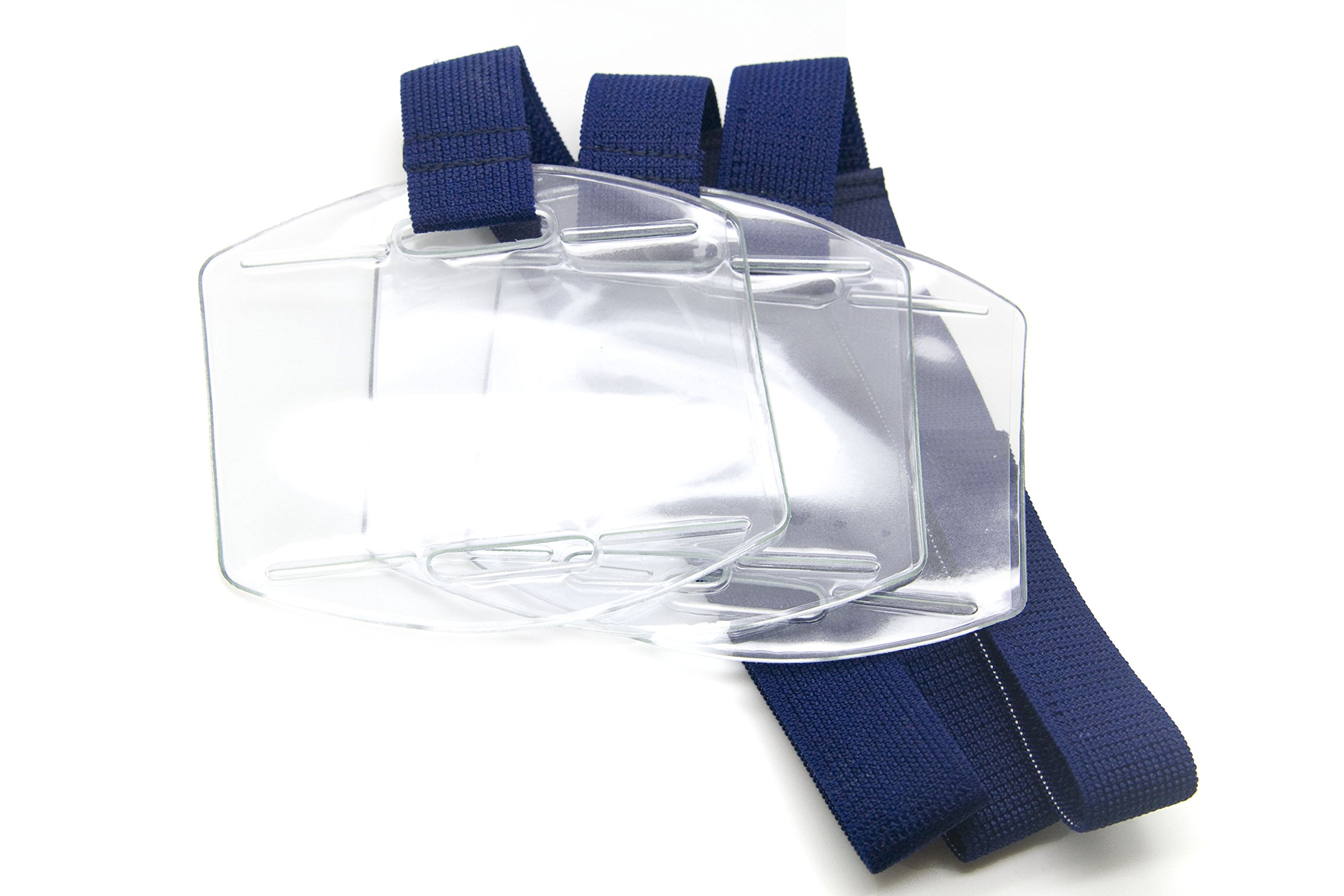100pcs Navy Blue ID Badge Holders with Adjustable Armband - Waterproof & Durable for Work, Events, Conventions, Hospitals, Schools & Security Personnel by OnDepot.com