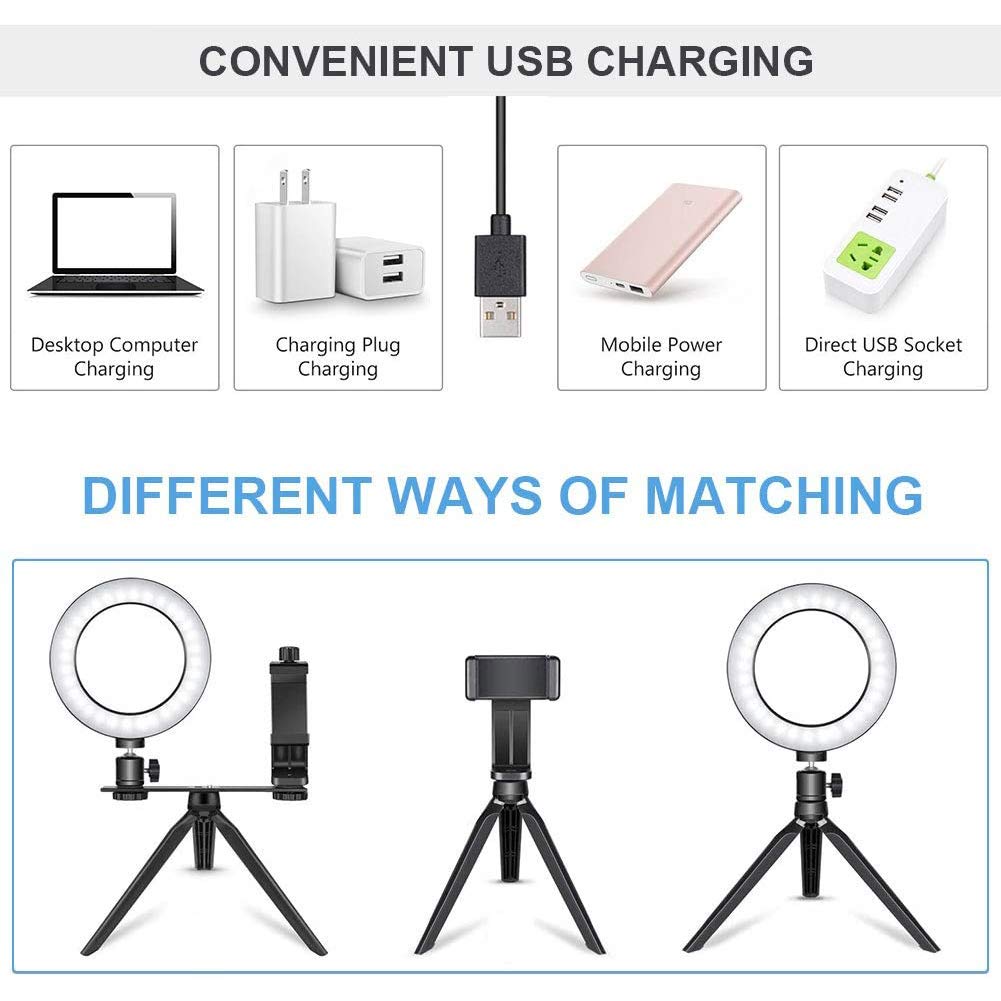 USB LED Ring Light - 360° Rotatable for Makeup & Photography | Desktop Beauty Lighting