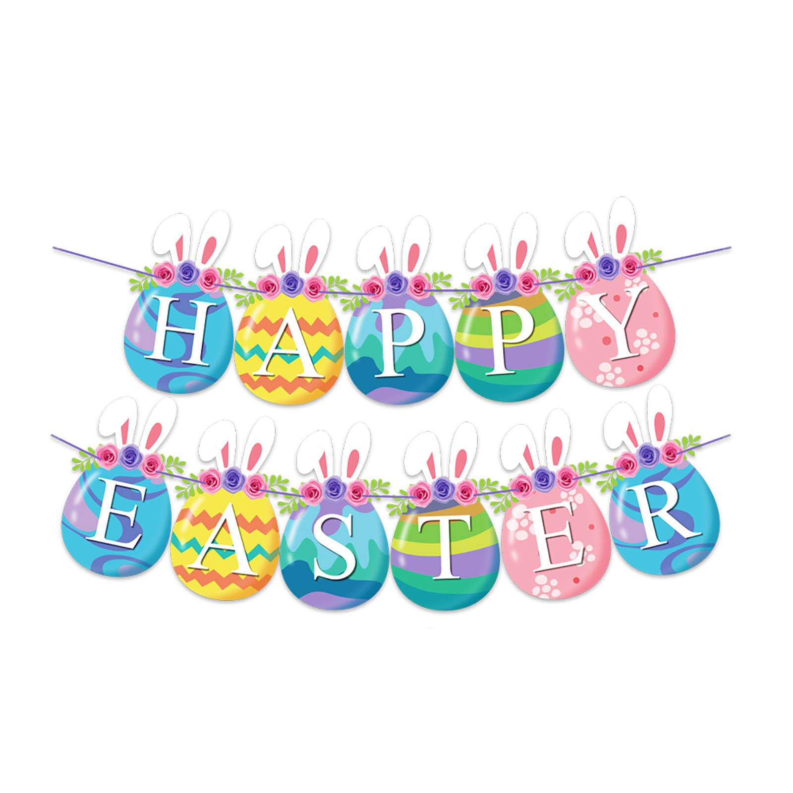 Colorful Easter Bunny & Cowboy Party Decorations - Multicolor Pennant Banners for Boys Birthday, Home & Venue Decor - Perfect for Easter Celebrations, Themed Parties & Festive Gatherings