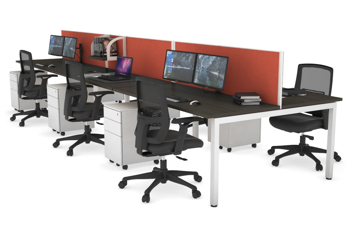 Quadro Square Legs 6-Person Office Workstation Desk [1600L x 700W] - Perfect for Team Collaboration & Open Office Spaces