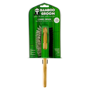 Premium Bamboo Pet Grooming Brush with Natural Bristles & Stainless Steel Pins - Large Size for Dogs & Cats - Perfect for Detangling, Shedding Control & Massage at Home