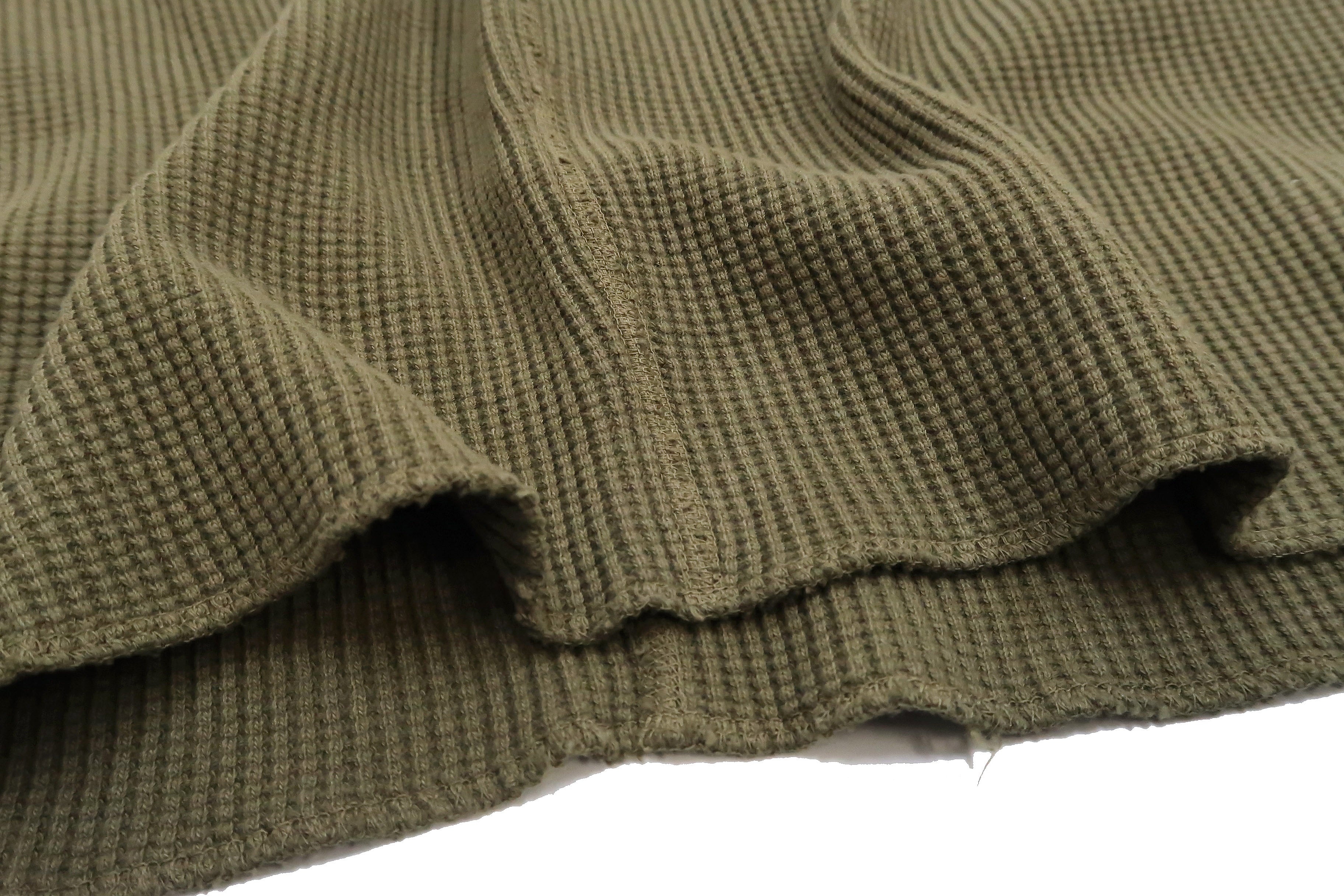 Studio D'artisan Men's Heavyweight Waffle Knit Thermal T-Shirt - Long Sleeve Crew Neck Casual Tee (Color: Khaki) | Warm Winter Layering, Outdoor Activities & Everyday Comfort