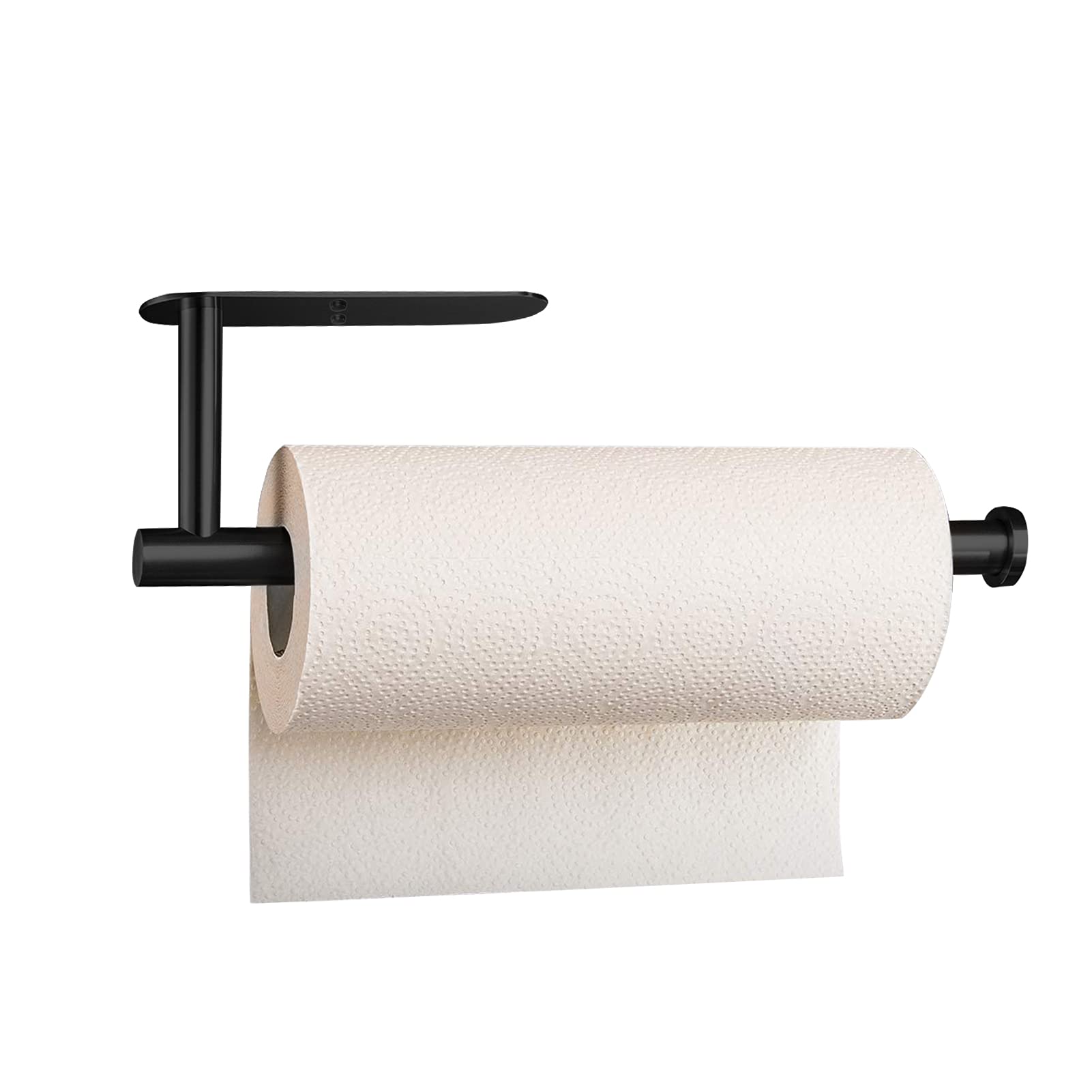Under Cabinet Paper Towel Holder - Matt Black Self-Adhesive Bathroom & Kitchen Organizer, Horizontal/Vertical Wall Mounted for Countertops | Perfect for Small Spaces & Clutter-Free Homes