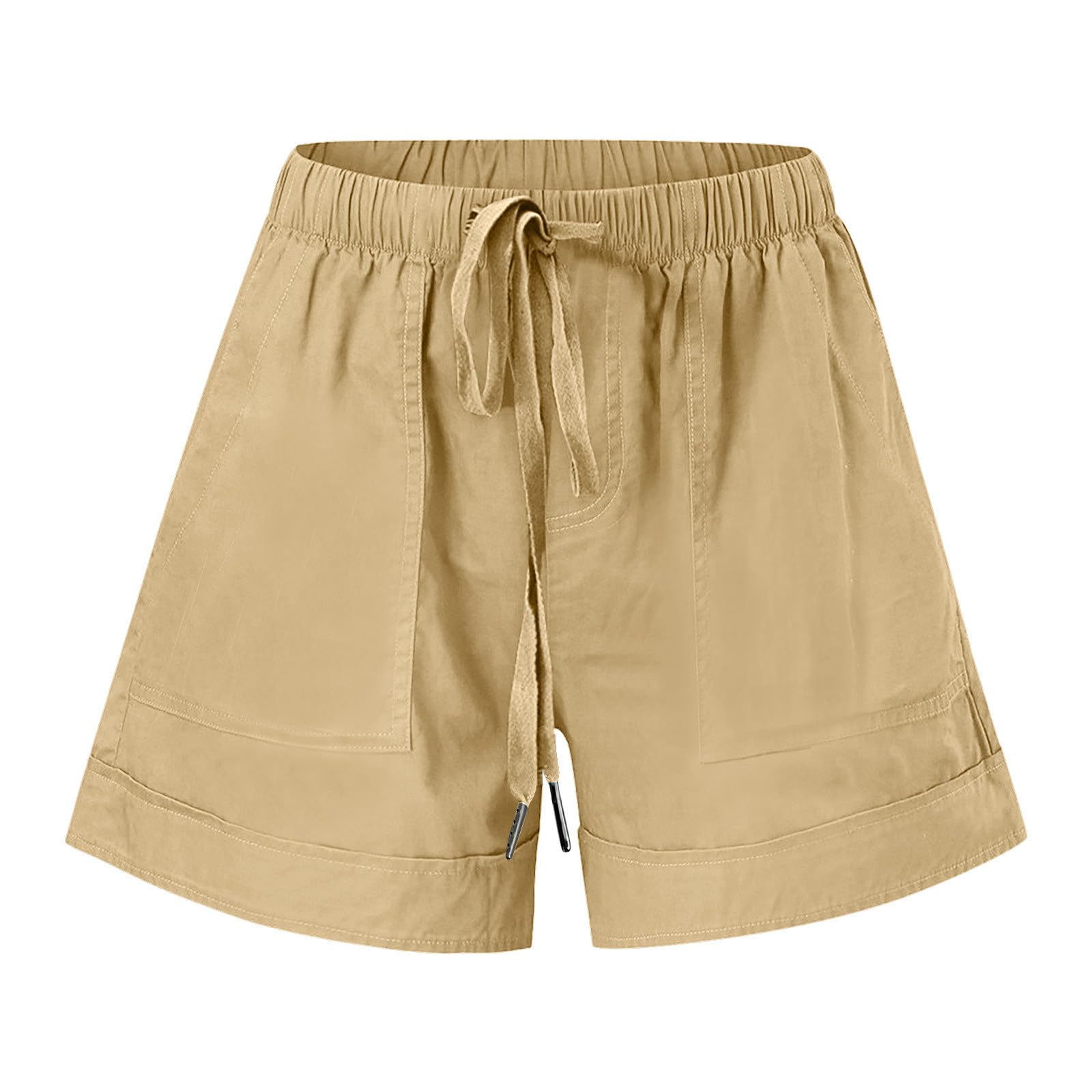 2025 Women's Casual Summer Shorts - Comfy Elastic Waist with Drawstring & Pockets - Beach Vacation Lounge Wear for Outdoor Activities and Relaxation