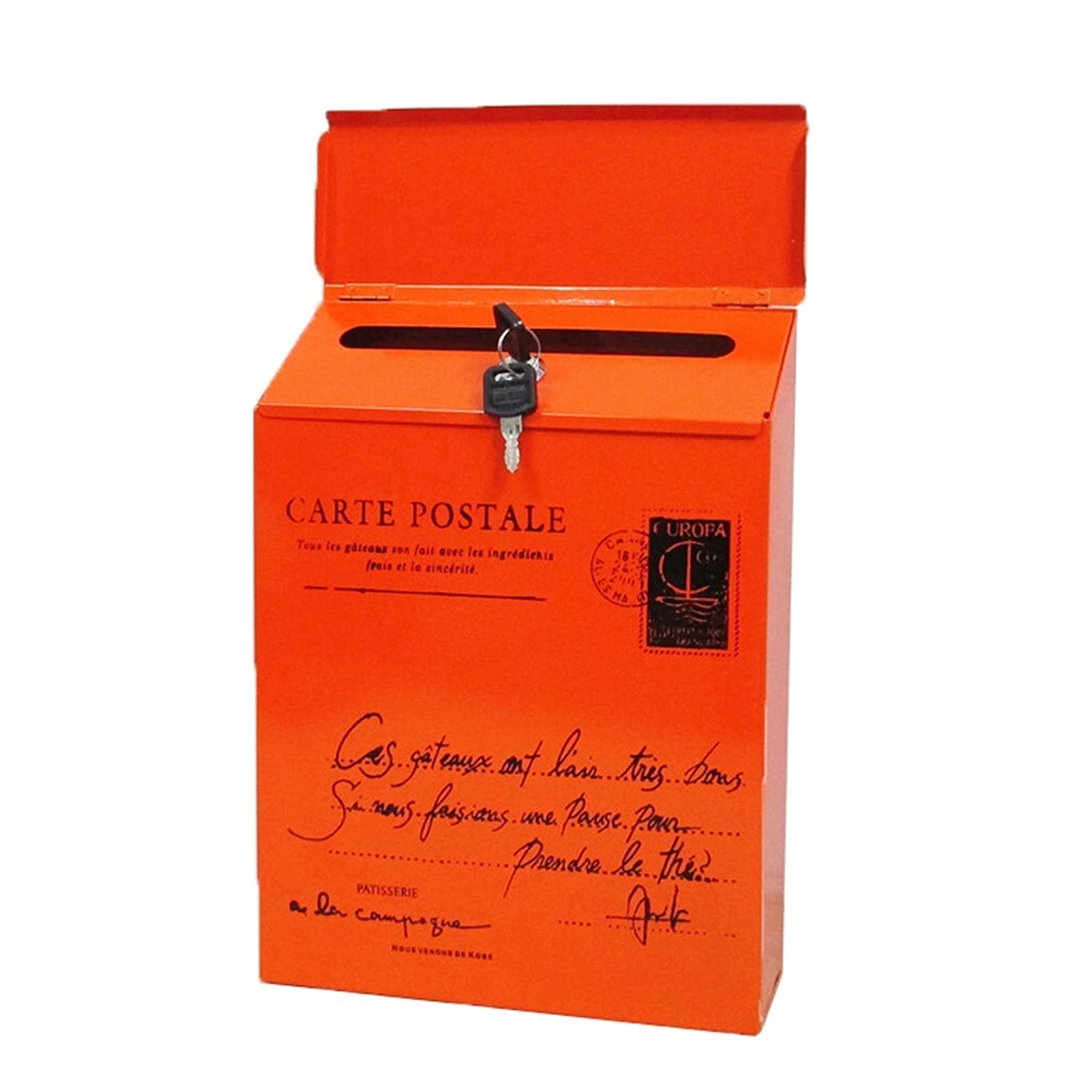 Vintage Retro Wall Mount Mailbox - Waterproof Outdoor Letter & Newspaper Box - Orange - Perfect for Porch, Garden, and Farmhouse Decor