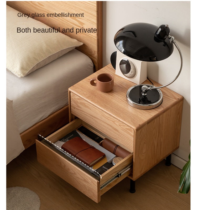 Solid Oak Wood Nightstand - Sturdy Bedside Table with Drawer for Bedroom, Living Room & Office - Perfect for Storage & Decor