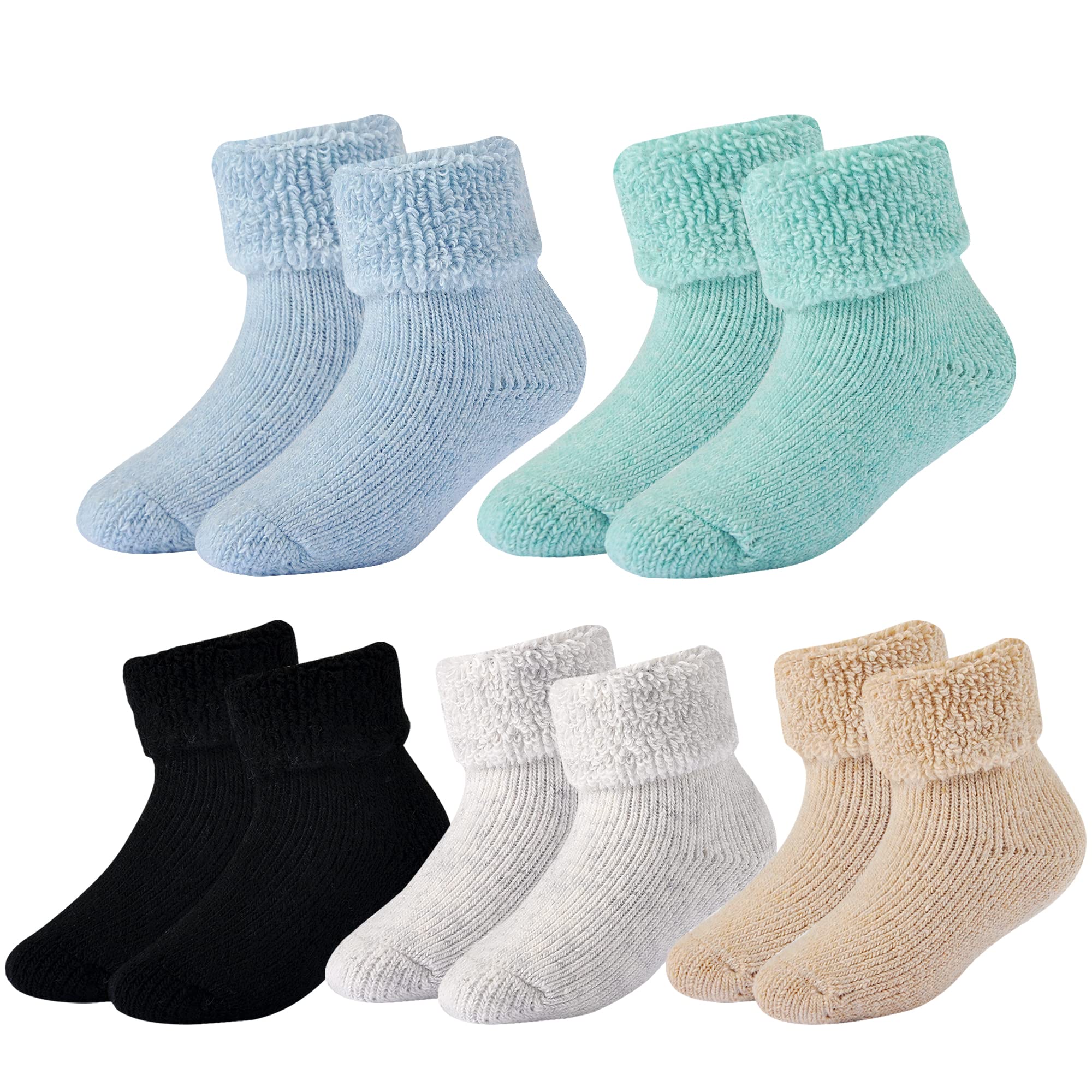 Warm Baby Wool Socks for Toddlers - Thick Thermal Ankle & Crew Socks for Boys & Girls (3-5 Pairs) - Perfect for Winter Boots & Cold Weather Protection