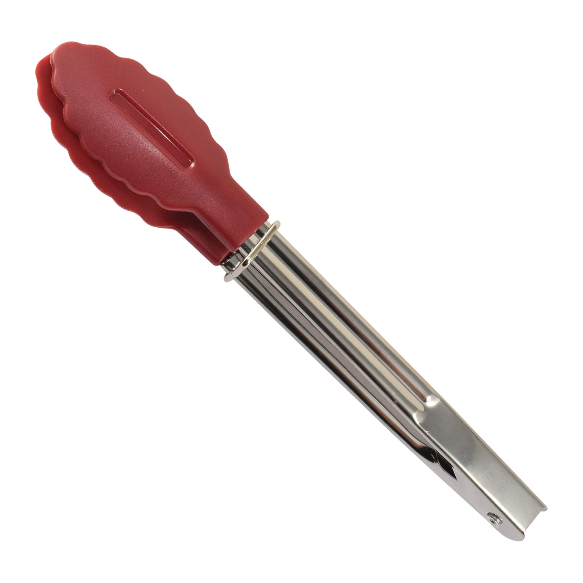 CybrTrayd Mini Tongs 7 Inch - Small Kitchen Tongs for Cooking, Serving, Salad, BBQ - Heat Resistant & Non-Slip Grip - Perfect for Restaurants, Picnics, and Home Use (Red)
