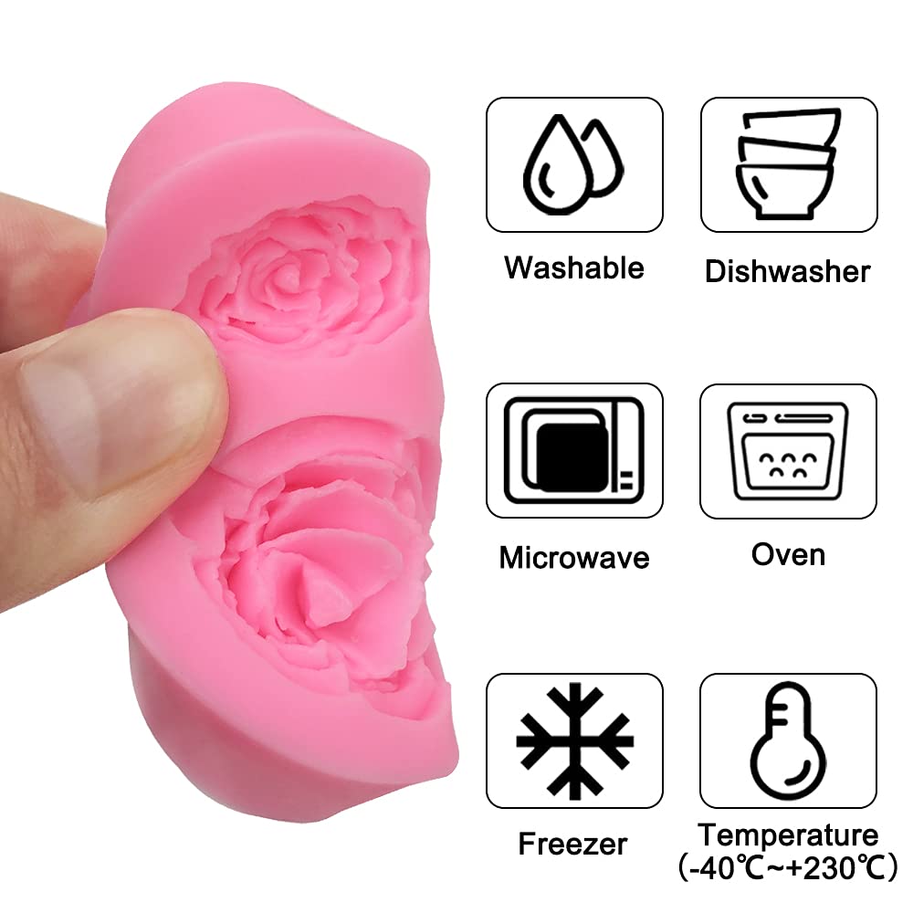 4 Pack Fondant Molds - Butterfly & Rose Silicone Molds Set for Chocolate, Cake Decorating, Polymer Clay, Soap Making - DIY Baking & Crafting Supplies for Weddings, Parties & Home Decor Projects