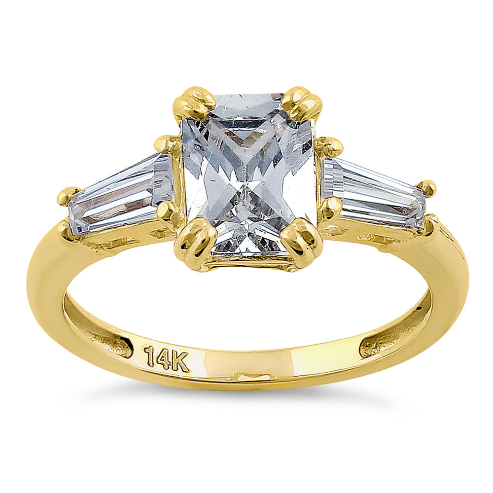 14K Solid Yellow Gold Radiant Cut Cubic Zirconia Engagement Ring for Women - Perfect for Proposals, Anniversaries & Special Occasions