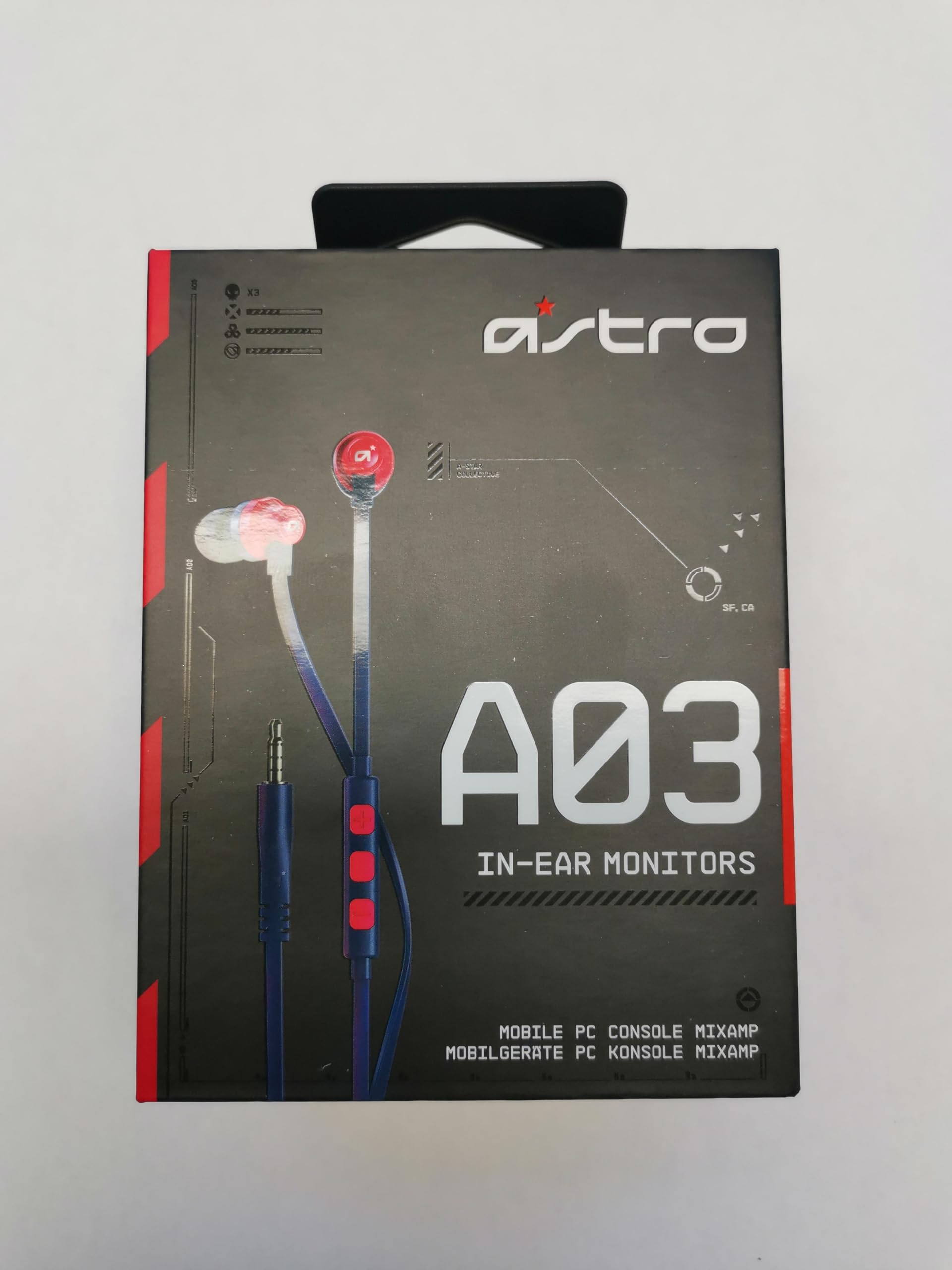 ASTRO A03 In-Ear Headphones with Microphone - 3.5mm Jack, Blue & Red (Perfect for Gaming, Music, and Phone Calls)