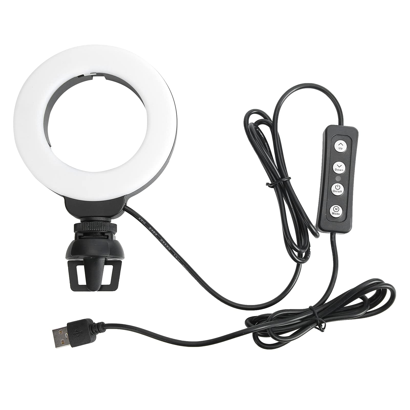 Zunate 4 Inch LED Ring Light with Dimmable Brightness & 3200-6500K Color Temperature - Perfect for Selfies, Online Teaching, Video Conferences, Vlogging & PC Streaming (Includes Clip)