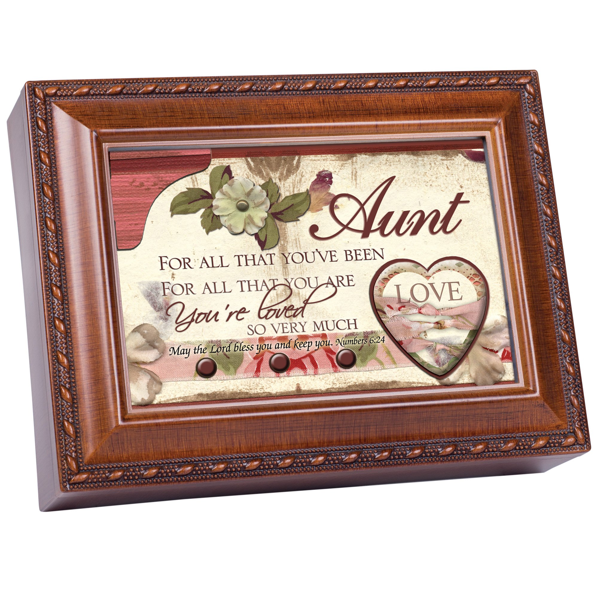 Vintage Woodgrain Music Jewelry Box - Handcrafted Cottage Garden Design Plays 'Amazing Grace' - Perfect Gift for Birthdays, Anniversaries & Home Decor