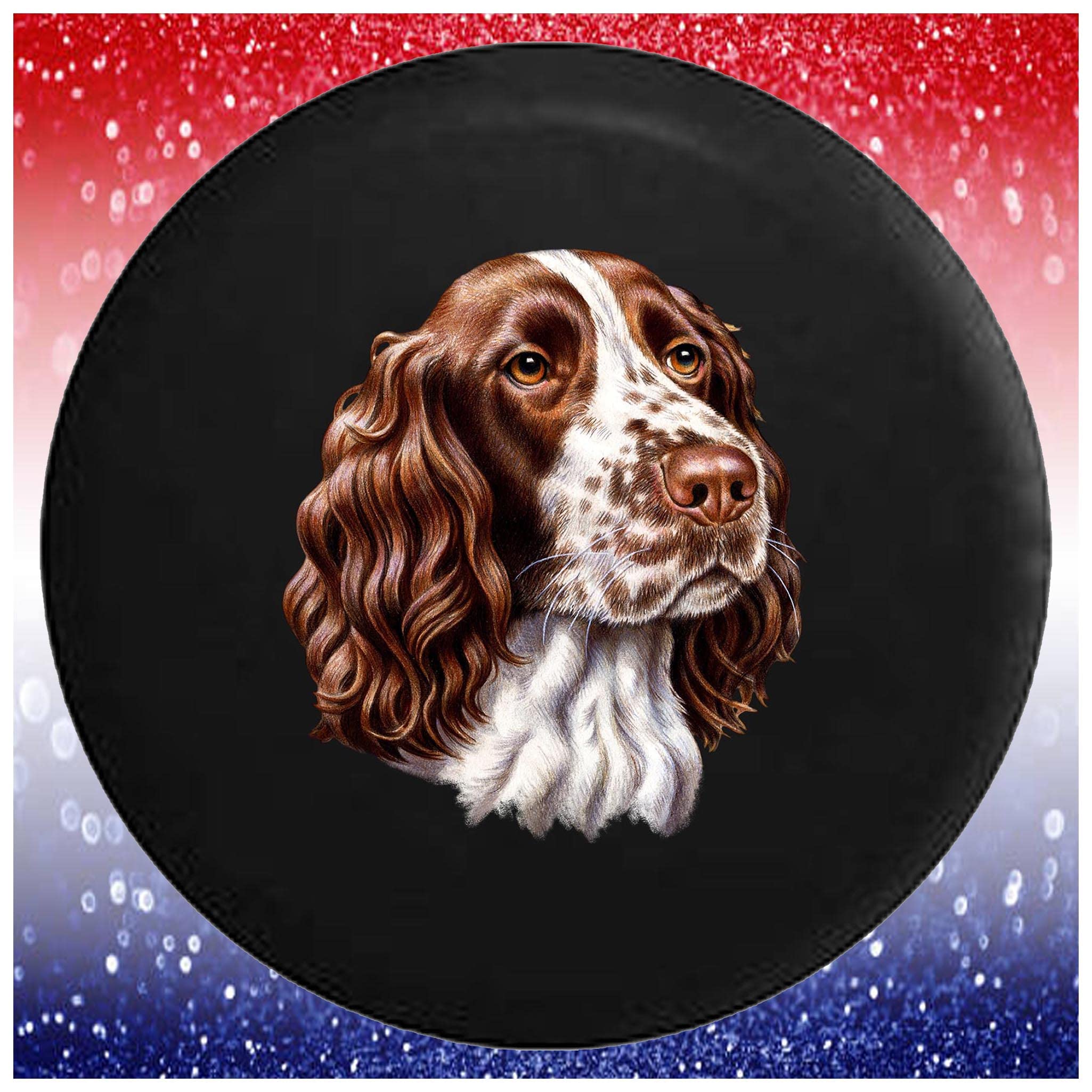 Black Springer Spaniel Dog Spare Tire Cover for Trailers, Trucks, SUVs & RVs - 29 Inch Waterproof Accessory for Camping & Outdoor Adventures