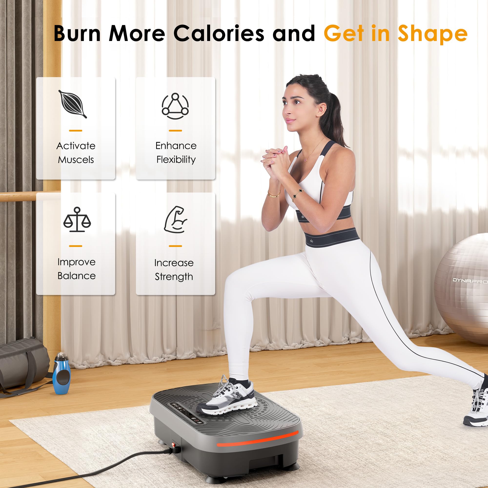 SogesHome Vibration Plate Exercise Machine - 400LBS Capacity Whole Body Workout Platform for Lymphatic Drainage & Weight Loss | Home Gym Equipment for Women & Men | Perfect for Fat Burning, Muscle Toning & Relaxation After Workouts