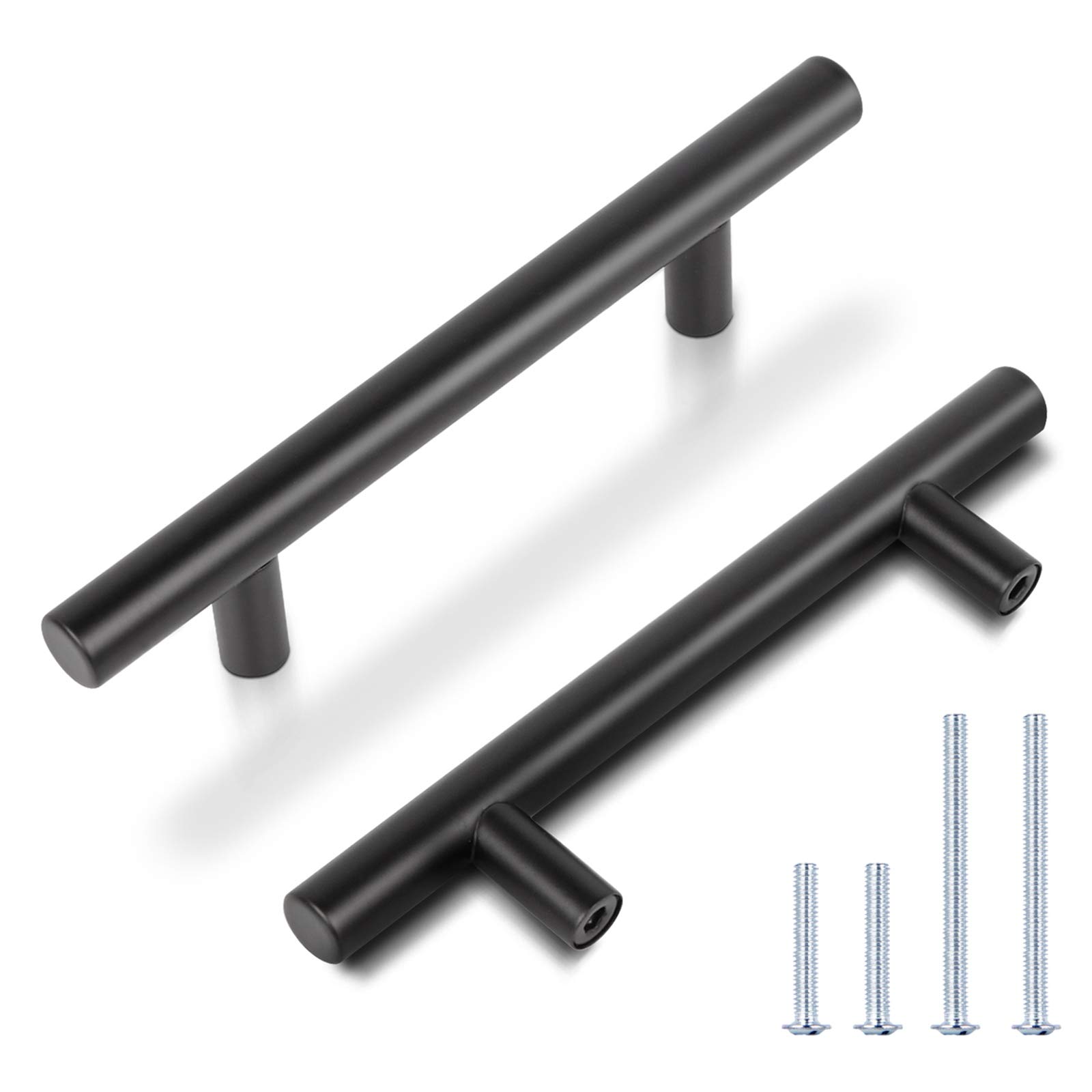 KNOBWELL 15 Pack 6 Inch Matte Black Cabinet Pulls - Stainless Steel Kitchen Drawer Handles with 3.5 Inch Hole Center - Perfect for Vanity, Chest, Cupboard & Cabinet Hardware Upgrade | Ideal for Kitchen Renovation & Bathroom Storage Organization