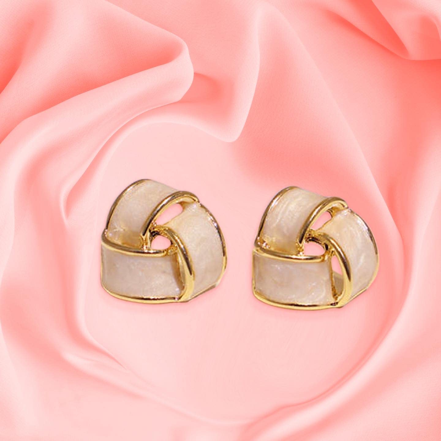 18k Gold Plated Geometric Stud Earrings for Women - Hypoallergenic Lightweight White Gold Tone Ear Studs - Perfect for Everyday Wear, Office & Special Occasions