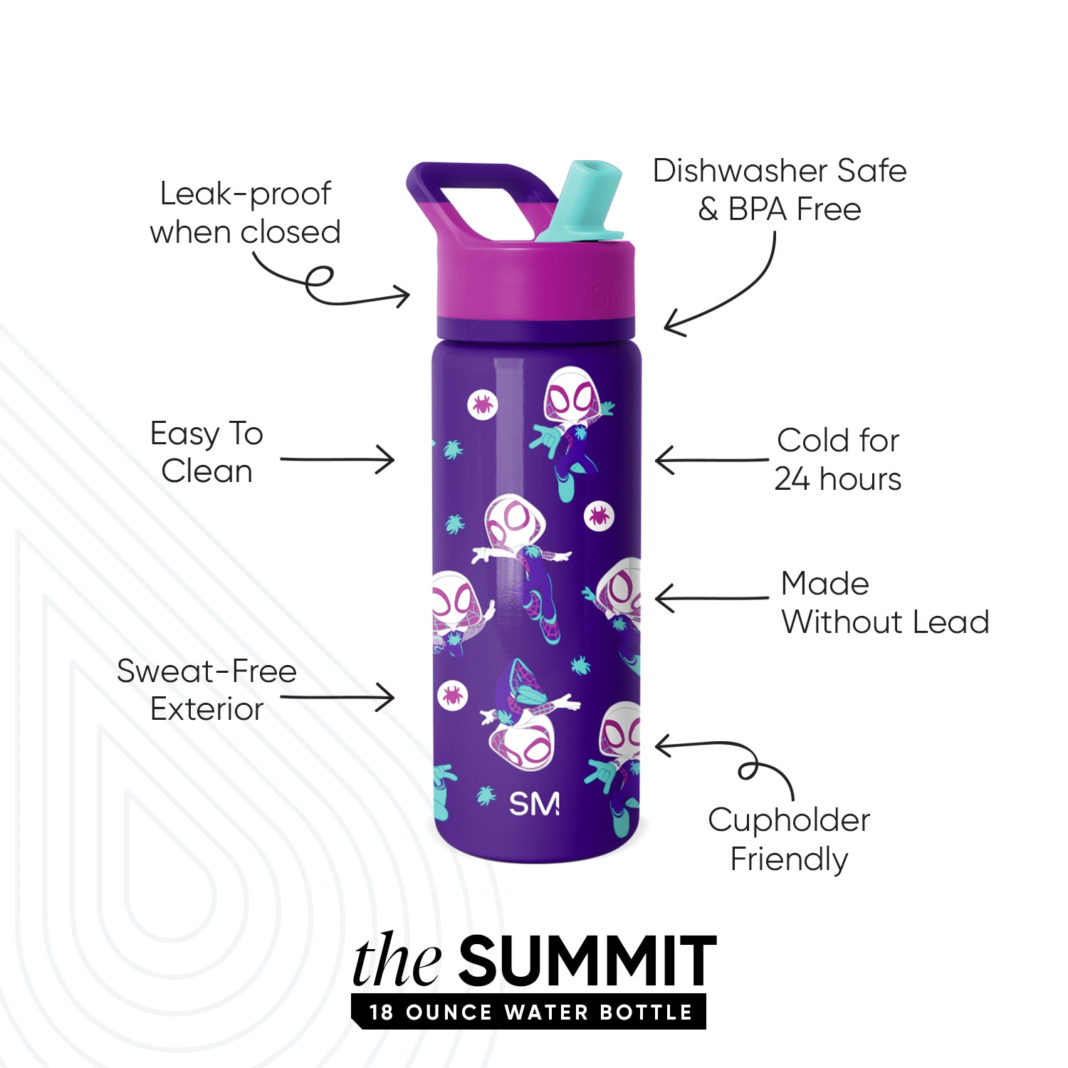 Summit Kids Water Bottle with Straw Lid - BPA Free, Leak Proof, Insulated Stainless Steel Bottle for School, Sports & Outdoor Activities