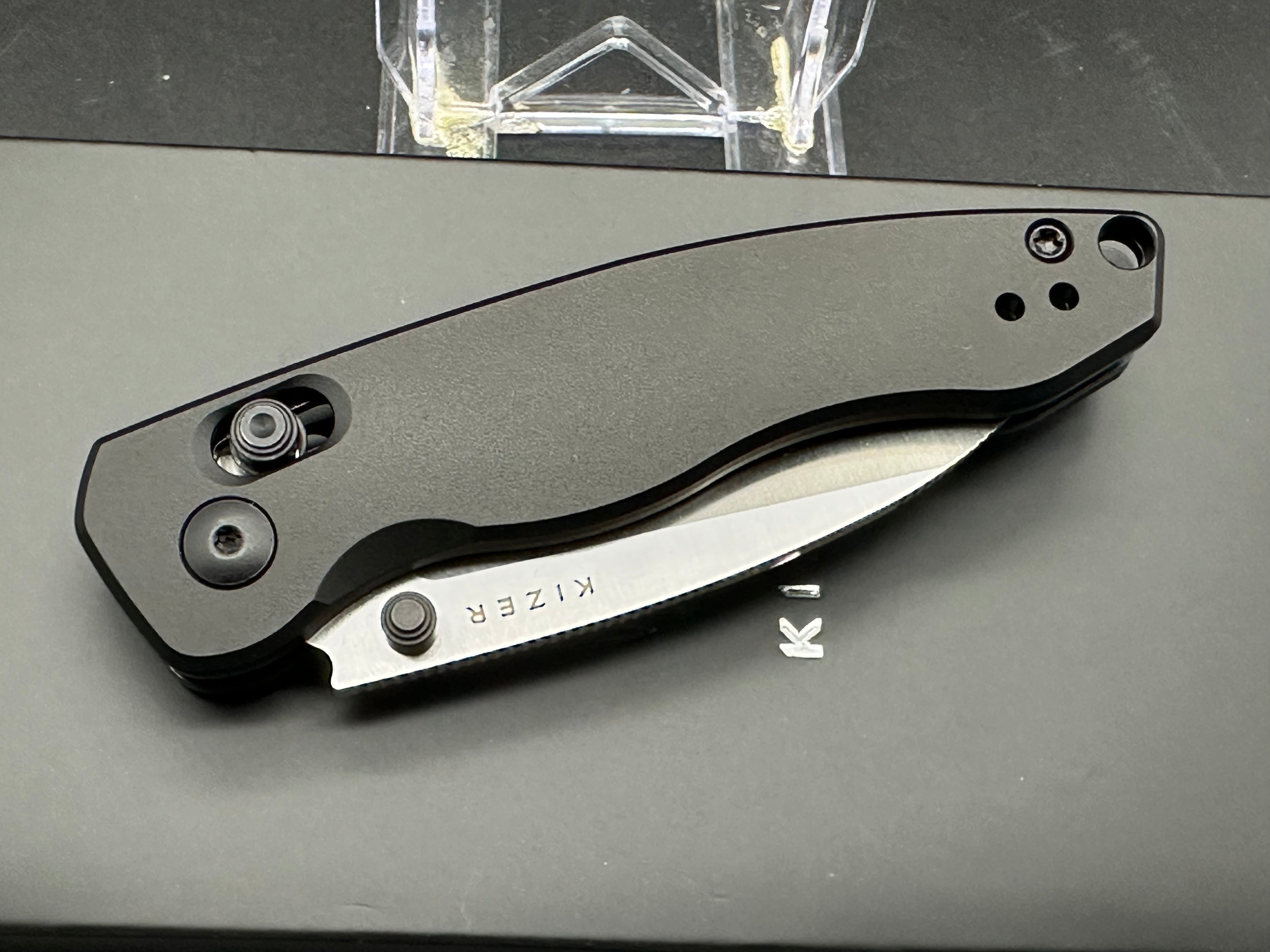 KIZER EXIST Folding Pocket Knife with CLUTCH LOCK - Black Aluminum Handle & 154CM Stainless Steel Blade - EDC, Outdoor, Camping, Survival Gear