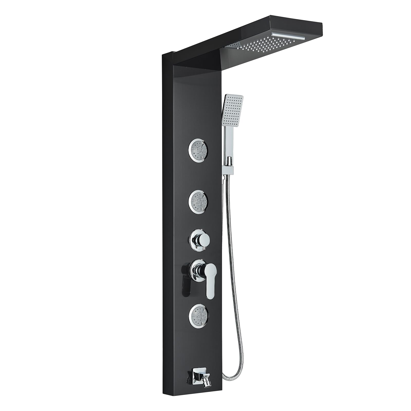 AlenArt Stainless Steel Shower Panel Tower System - Multi-Function Shower with Body Jets, Handheld Sprayer, Rainfall Shower Head & Tub Spout - Wall Mounted Black Shower Panel for Luxury Bathroom Upgrade