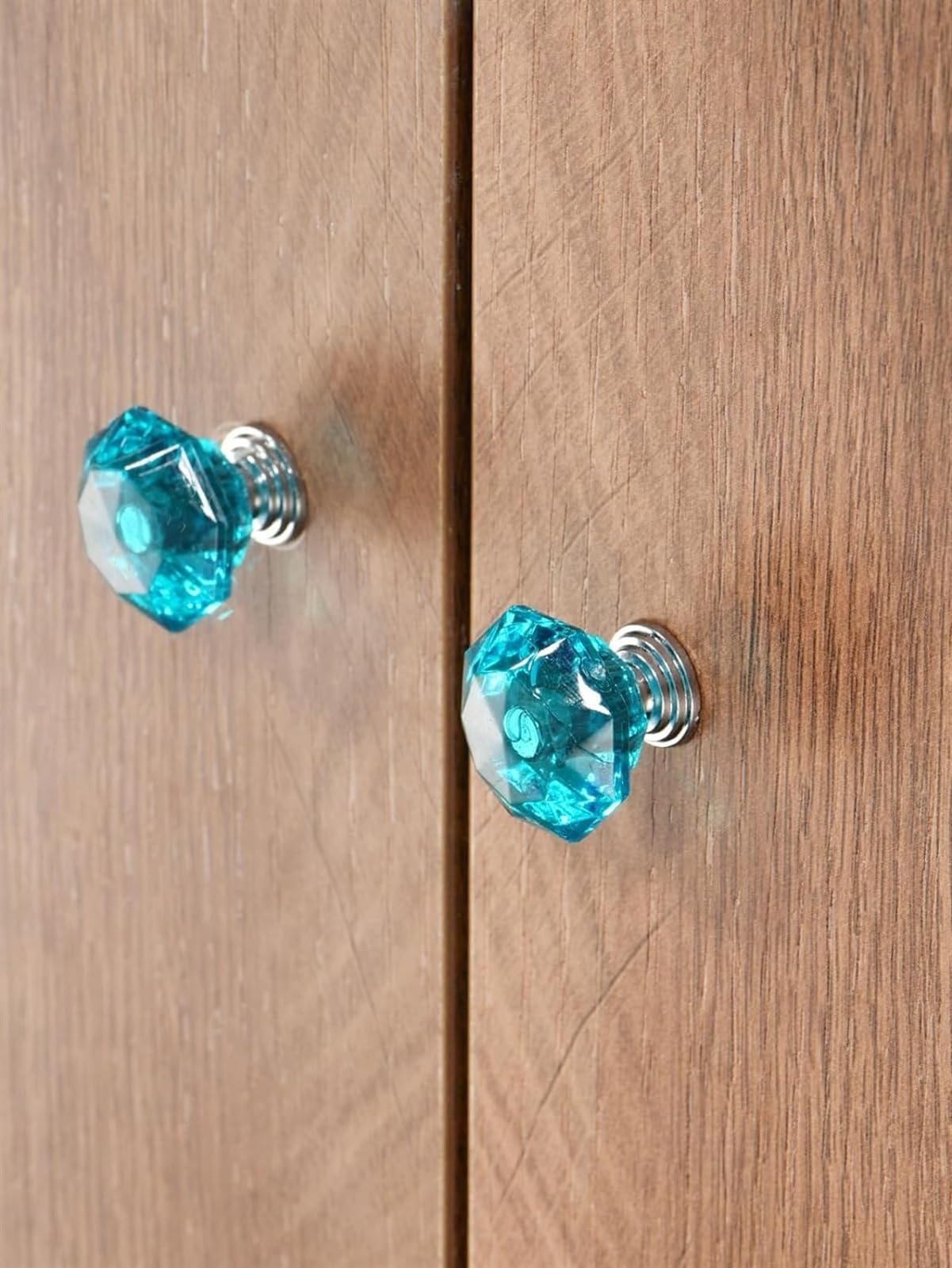 Colorful Crystal Cabinet Knobs and Drawer Pulls - 10 Pack Kids Drawer Handles in Blue, Green & Silver | Diamond Shaped Clear Knobs for Bedroom, Kitchen & Nursery Furniture