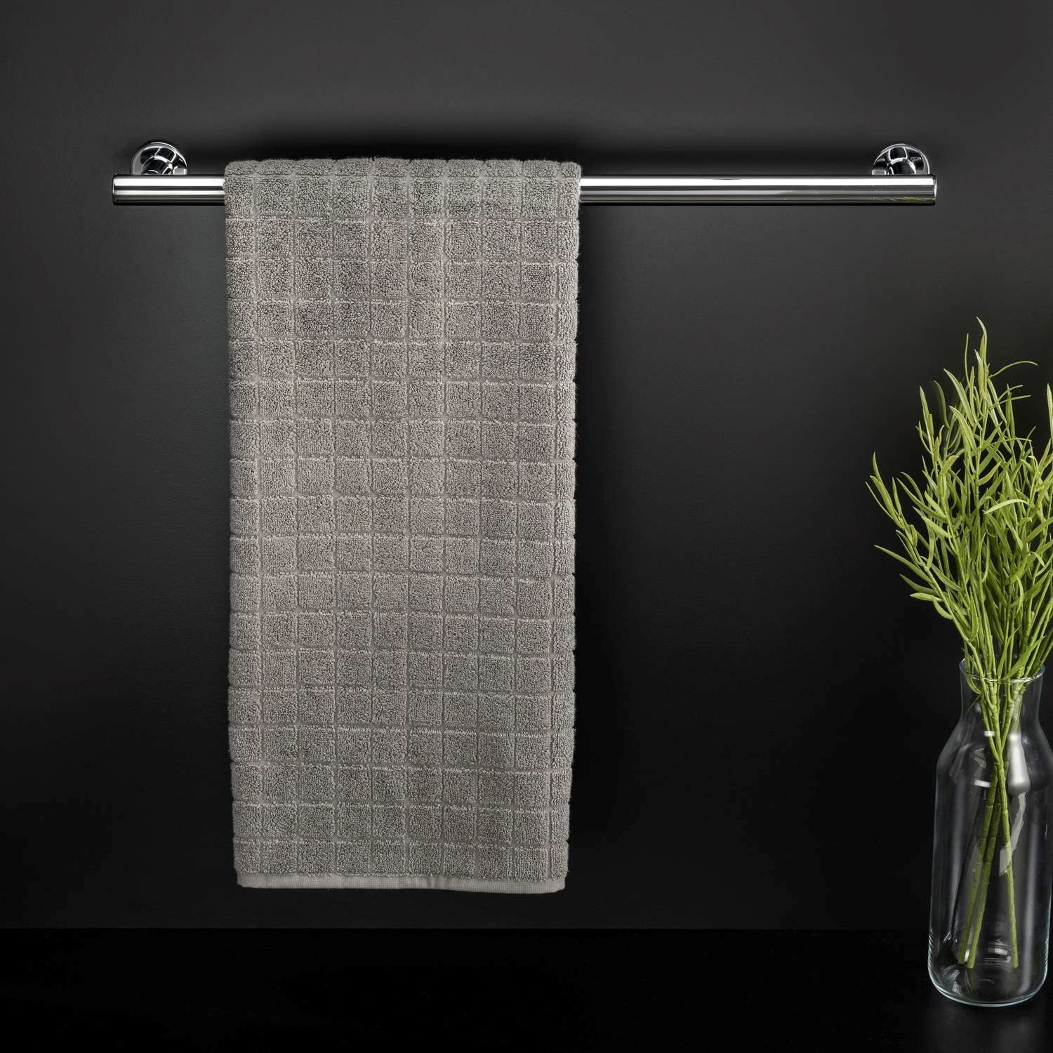 Stainless Steel Architect Single Towel Bar - Modern Bathroom Towel Rack for Kitchen & Bathroom Organization - Perfect for Small Spaces, Apartments, and Dorm Rooms