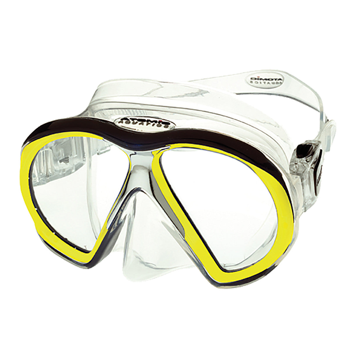 Atomic Aquatics SubFrame Medium Fit Clear/Yellow Dive Mask - Snorkeling & Scuba Diving Gear for Underwater Adventures