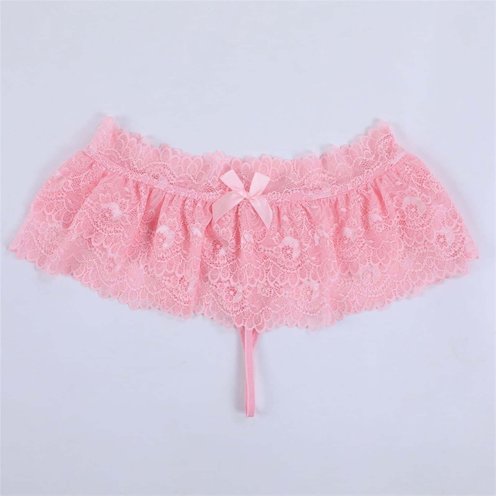 Lace Panties for Men - Soft Ruffled Thong with Mini Skirt Design - Comfortable Gay Lingerie in Pink (One Size) - Perfect for Crossdressing, Cosplay & Special Occasions