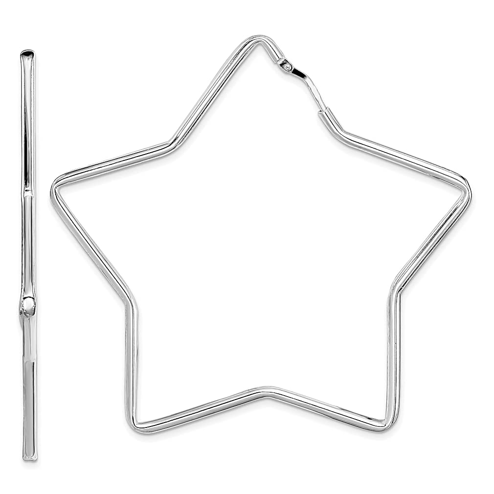 925 Sterling Silver 2mm Star Hoop Earrings - Celestial Round Fine Jewelry for Women | Elegant Gift for Her | Perfect for Everyday Wear, Date Nights & Special Occasions