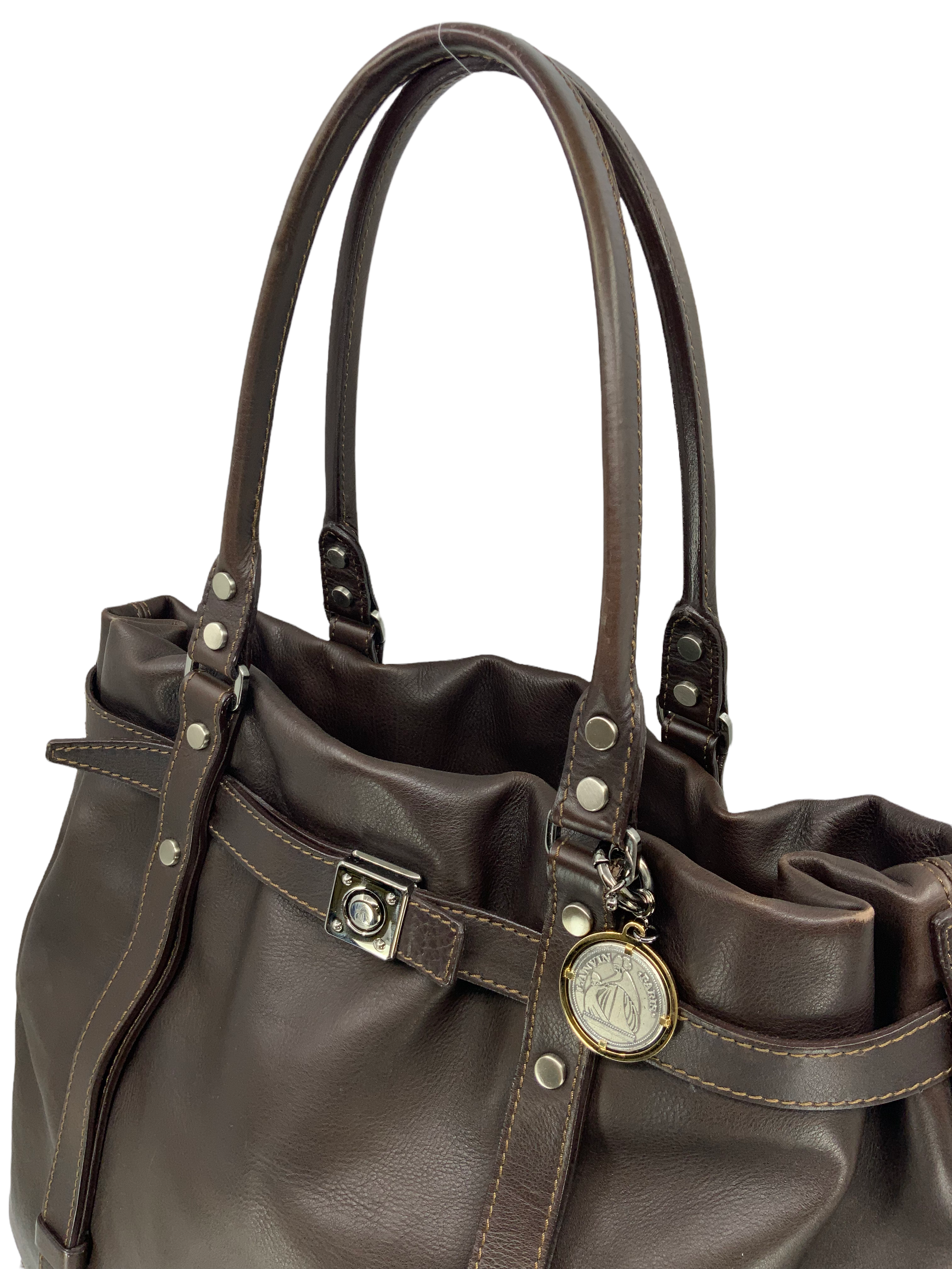Lanvin Leather Kentucky Large Tote Bag for Women | Premium Designer Handbag | Spacious Work & Travel Tote | Perfect for Office, Commute & Weekend Getaways