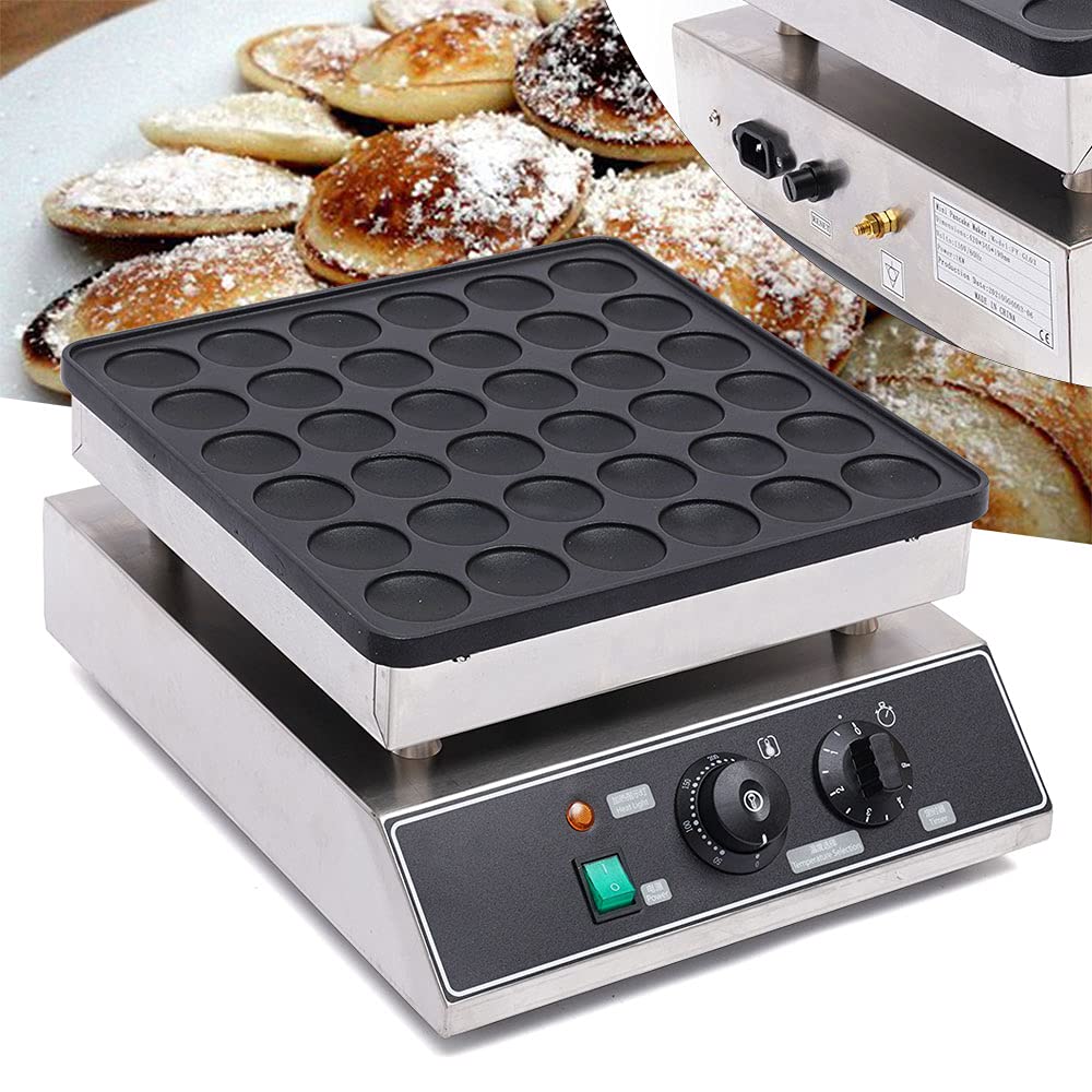 Mini Dutch Pancake Maker - Commercial Electric Nonstick 36Pcs 1.9 Inch Poffertjes Machine, Stainless Steel Pancake Baker for Restaurants, Cafes & Shops - Perfect for Breakfast, Brunch & Dessert Buffets